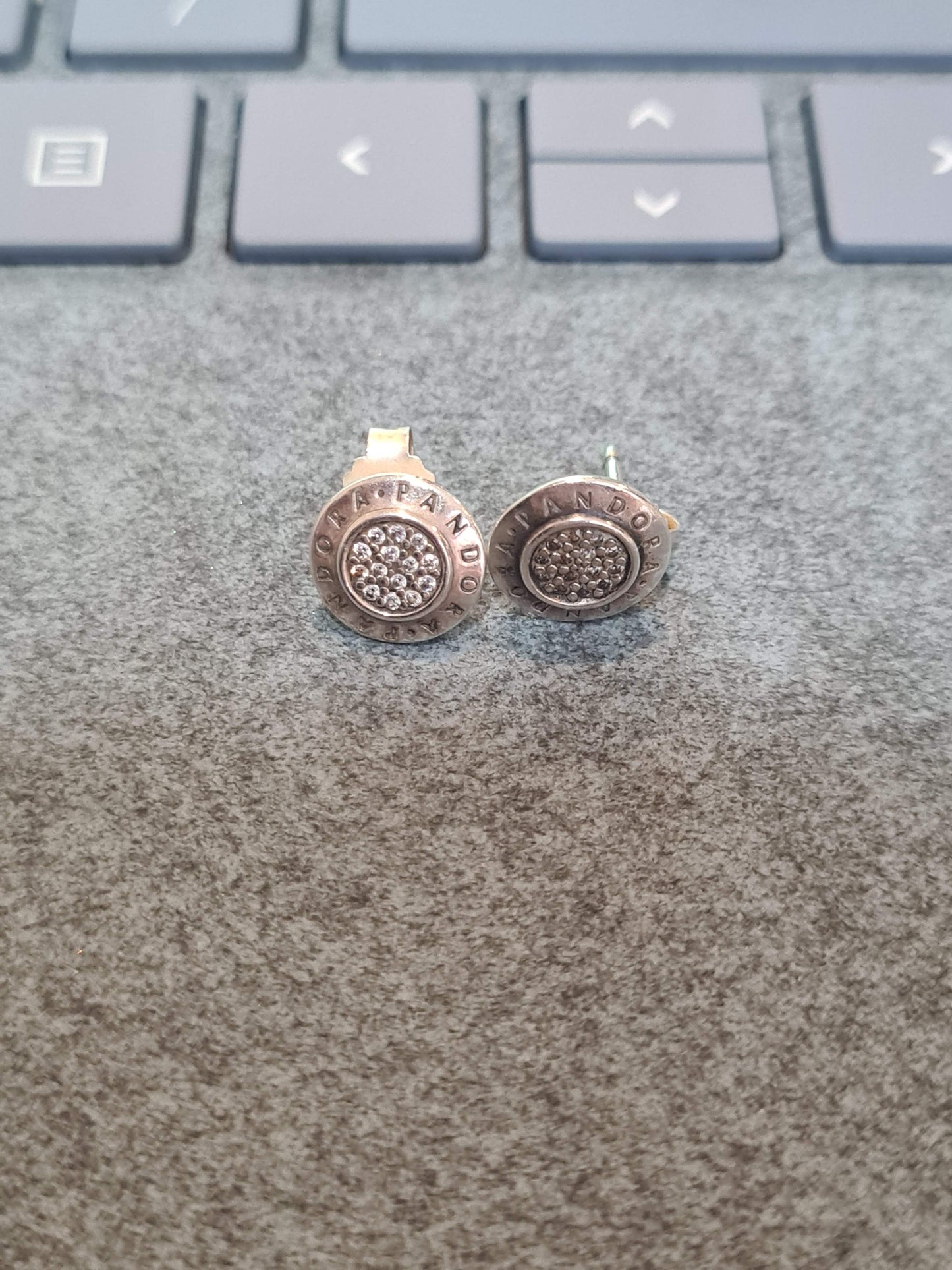 Genuine Pandora Logo Pave Earring Studs