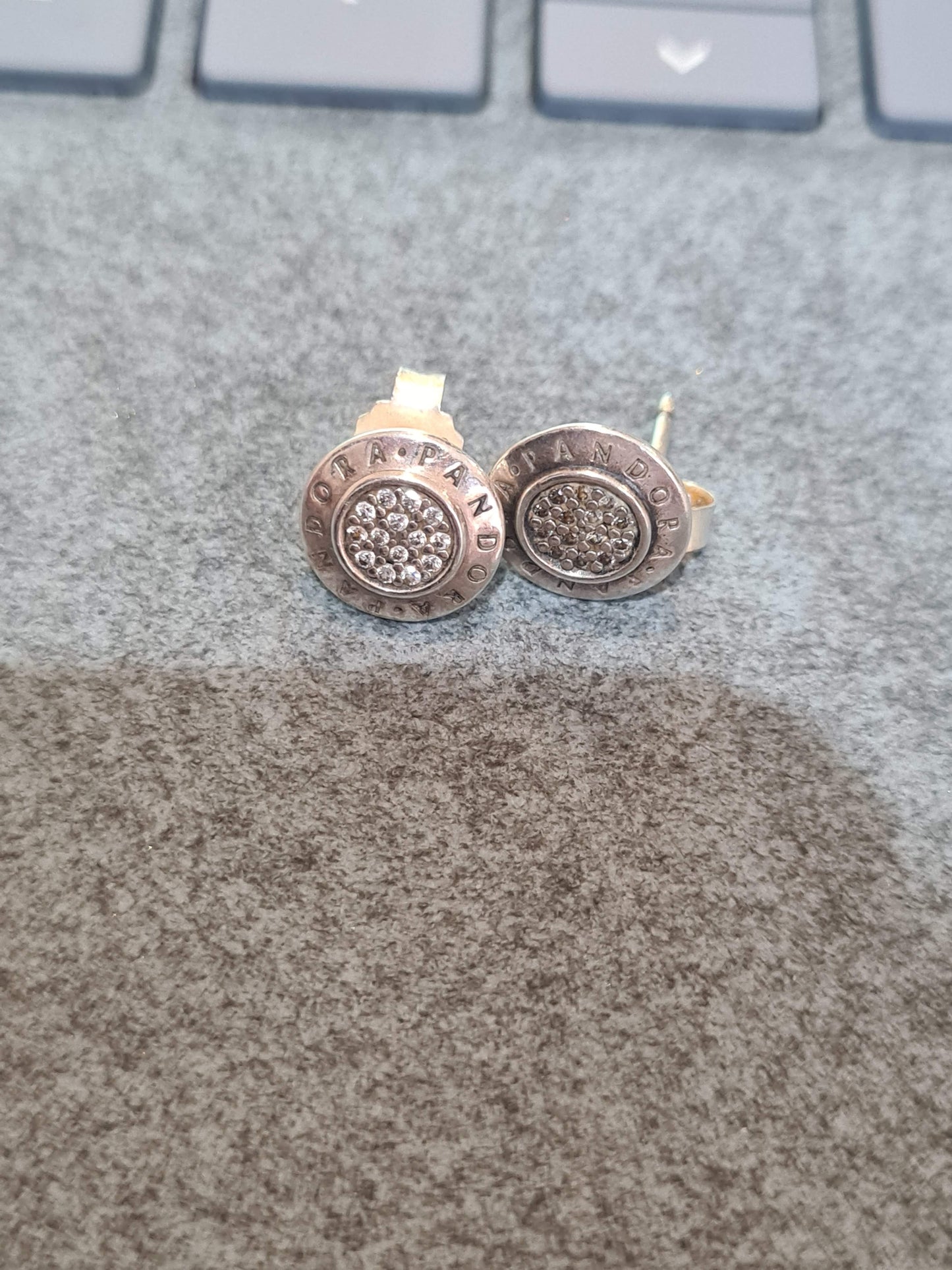 Genuine Pandora Logo Pave Earring Studs