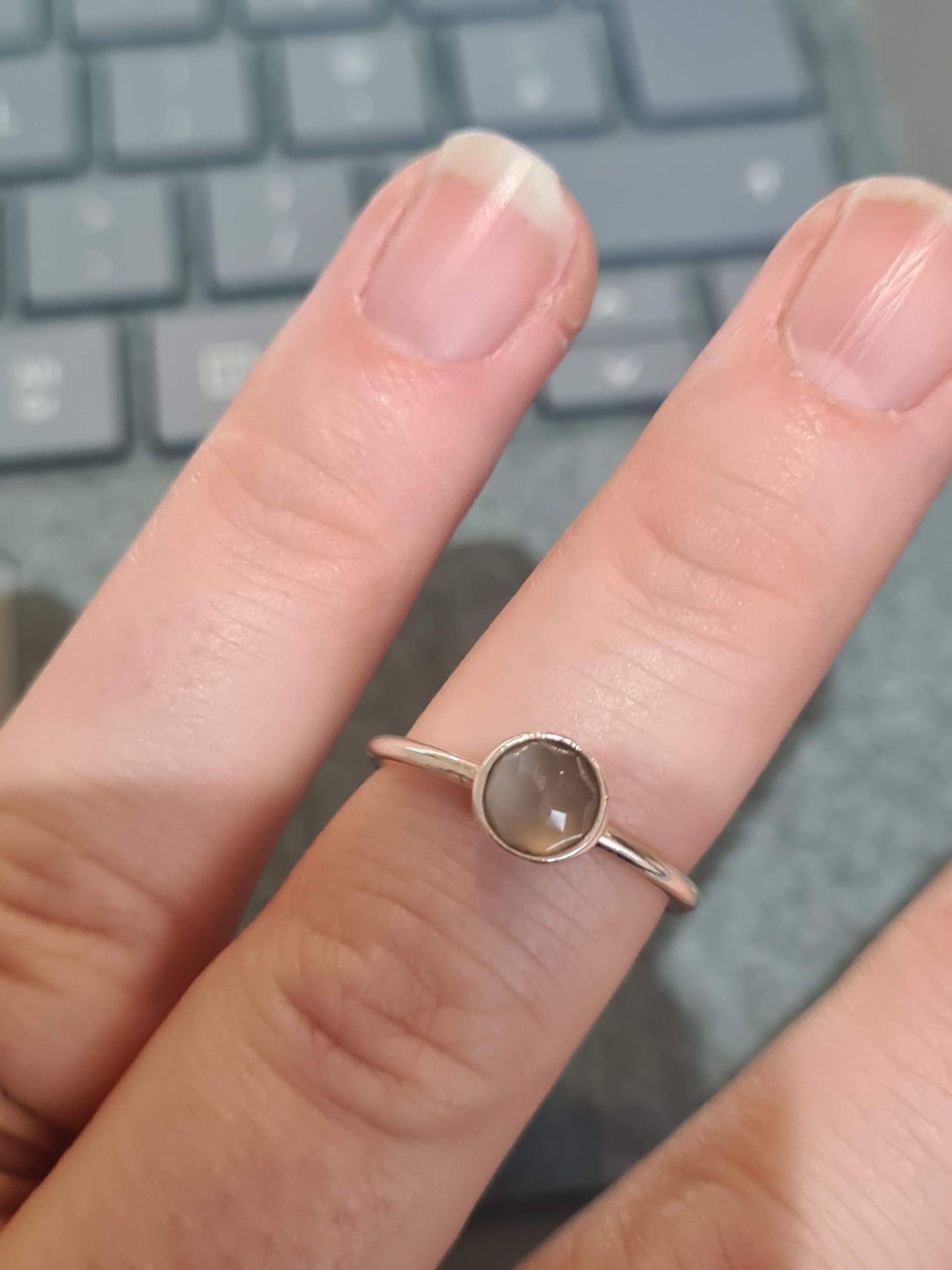 Genuine Pandora Grey Birthstone Ring is Size 54..