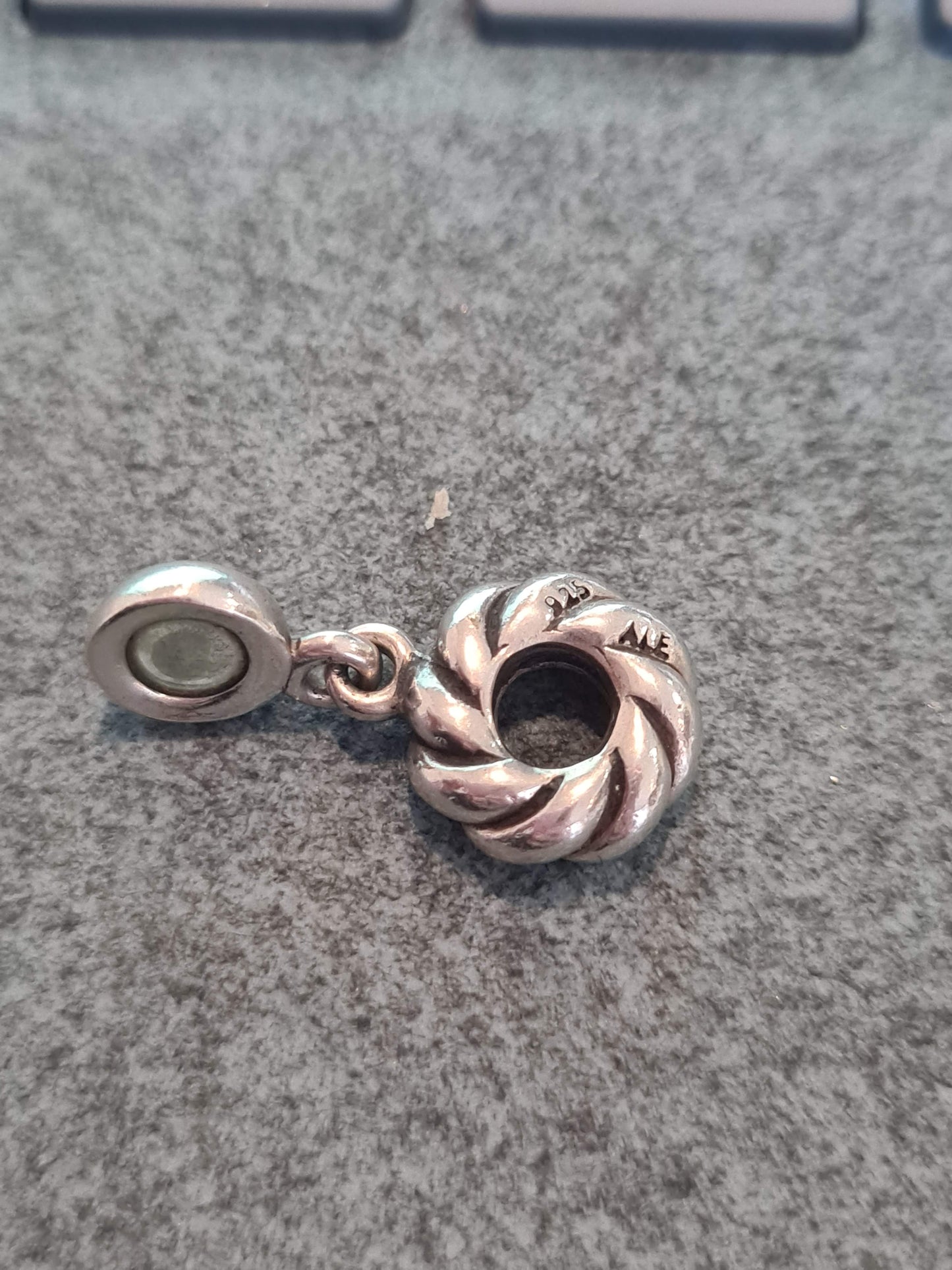 Genuine Pandora Pale Lime Green Dangle Glass Droplet Retired Charm