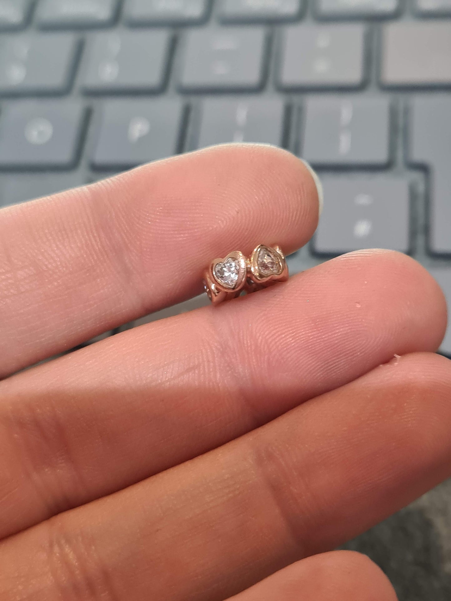 Genuine Pandora Rose Gold Heart Clear Spacers x2