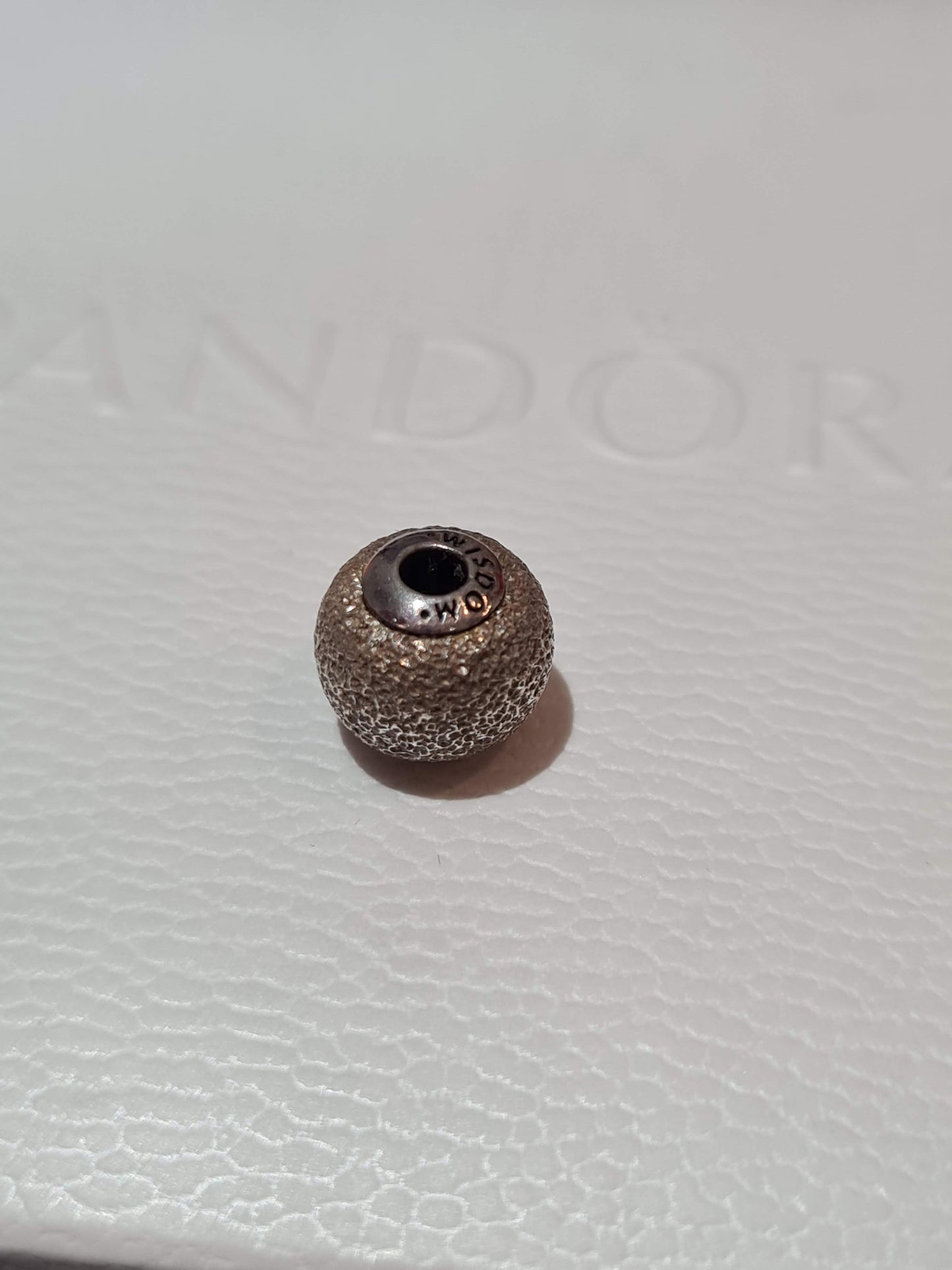 Genuine Pandora Essence Silver Textured Sparkle Charm Wisdom