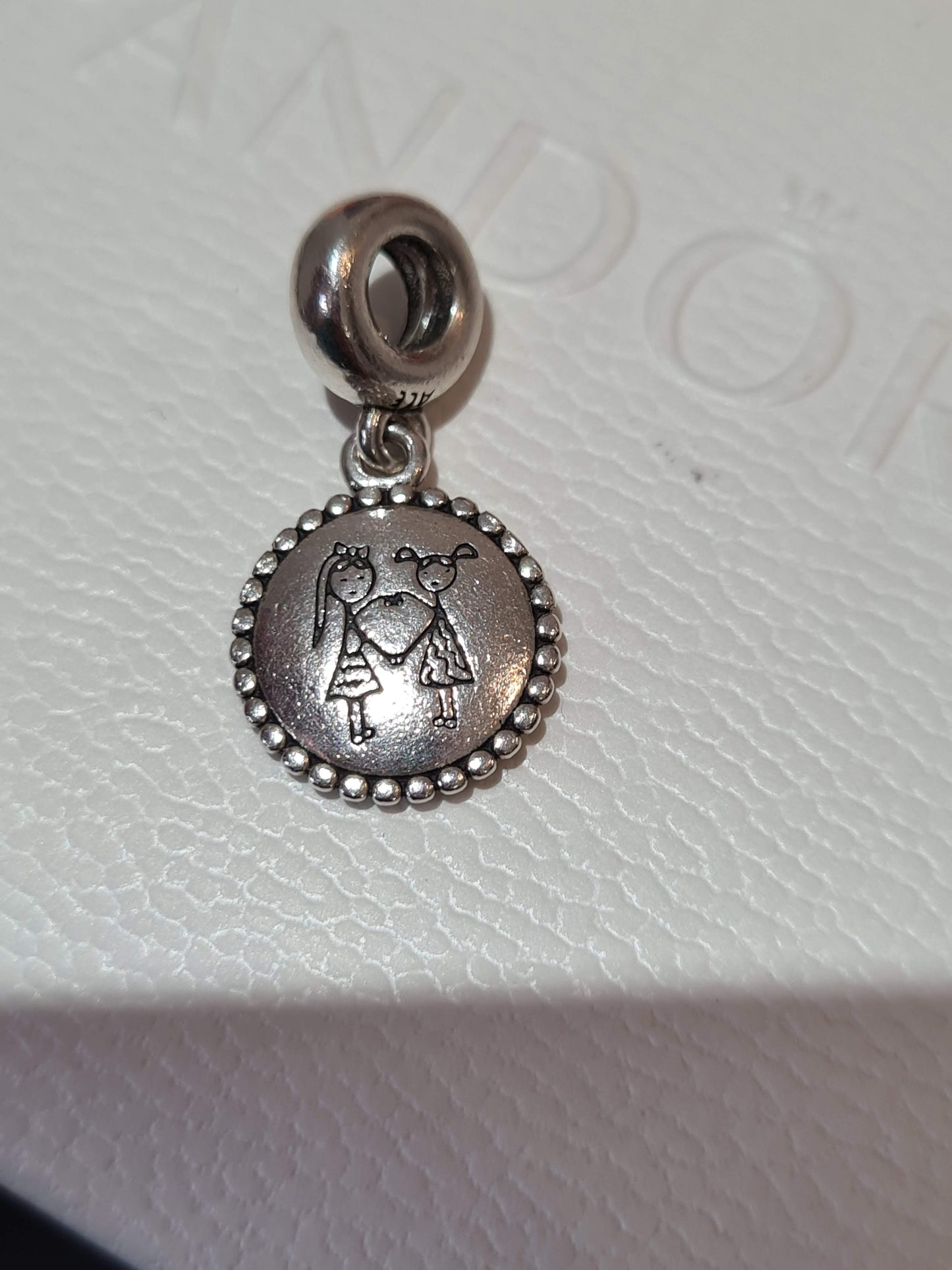 Genuine Pandora RARE Best Friends Stick Man Drawing Dangle charm