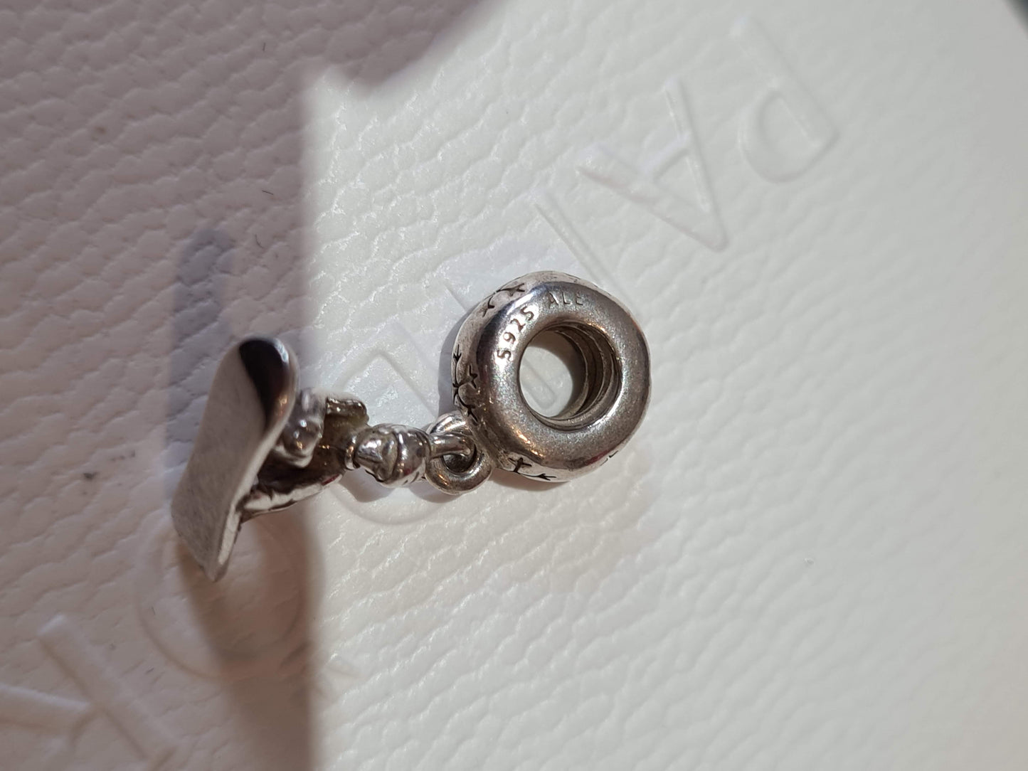 Genuine Pandora Rare Snowbaord Snowboarder Christmas Winter Sport Charm