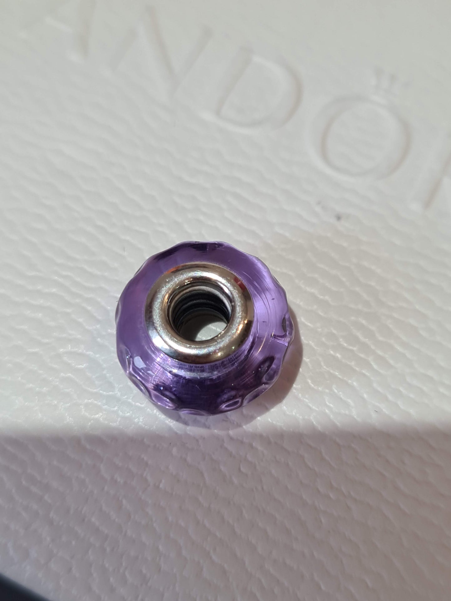 Genuine Pandora Small Lilac Bumpy Wave Murano Beautiful