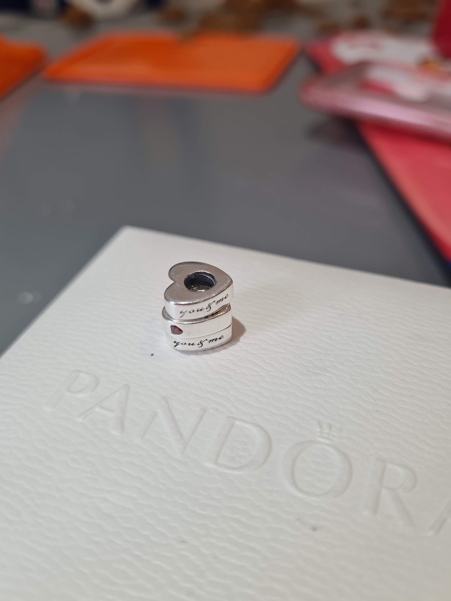 Genuine Pandora You & Me Spacers Love Heart Shaped With Small Pink CZ