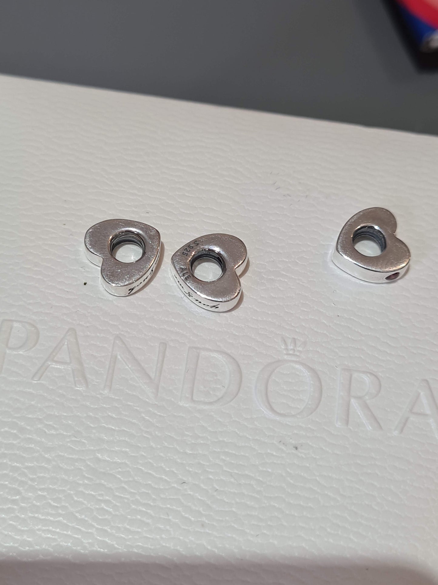 Genuine Pandora You & Me Spacers Love Heart Shaped With Small Pink CZ