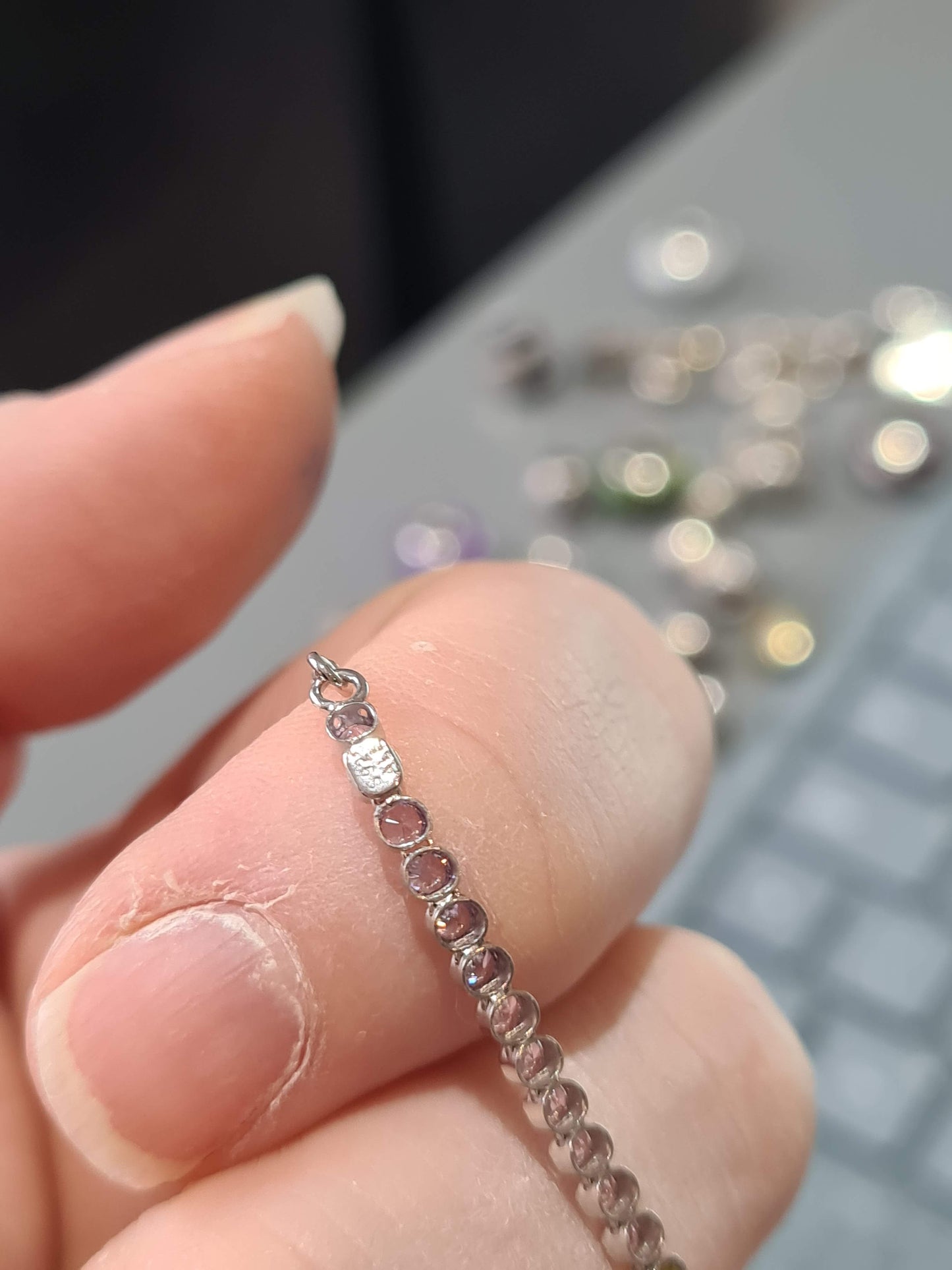 Genuine Pandora Slider Tennis Bracelet Size 2 Medium Multi-Coloured Rainbow