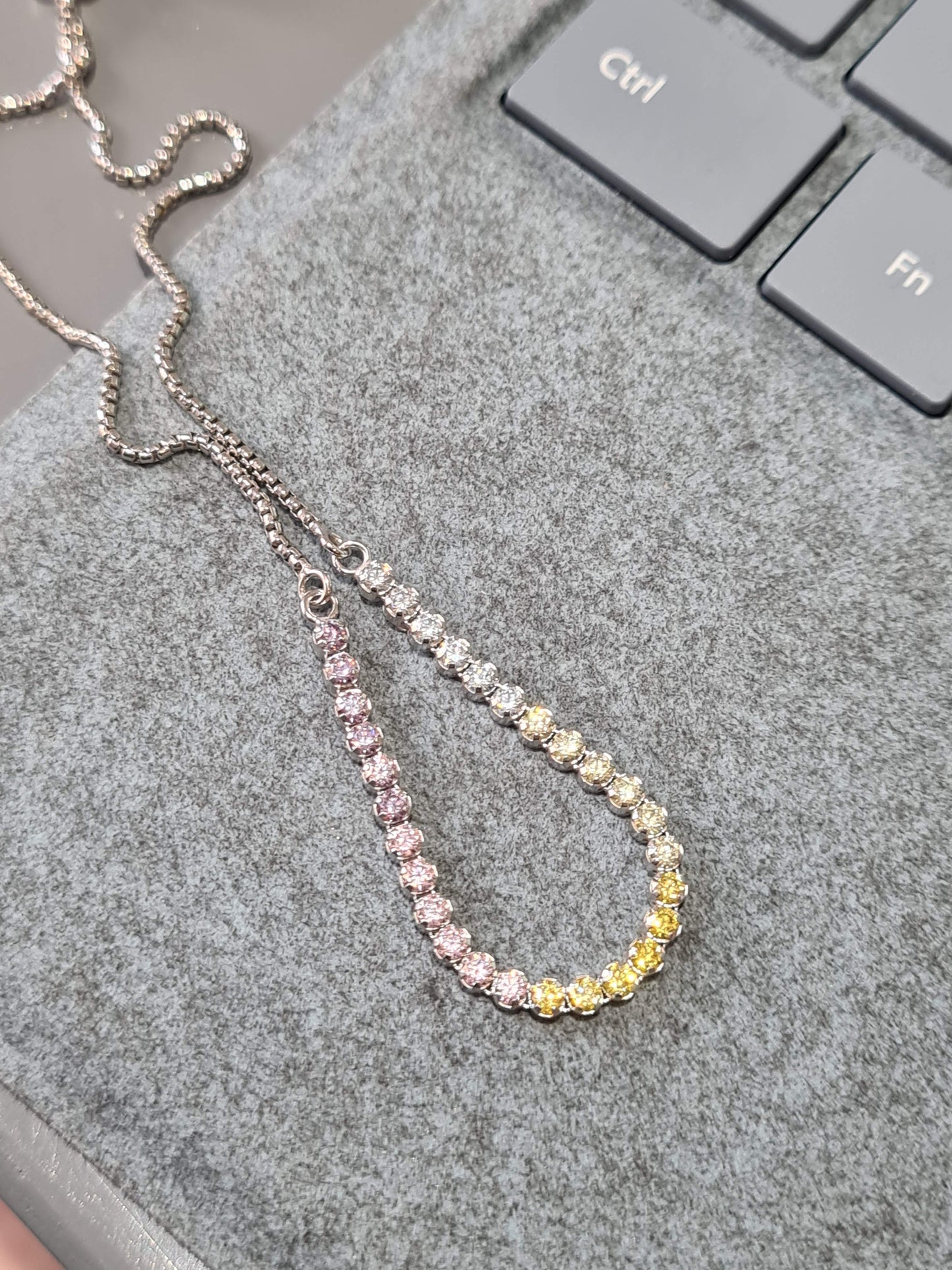 Genuine Pandora Slider Tennis Bracelet Size 2 Medium Multi-Coloured Rainbow