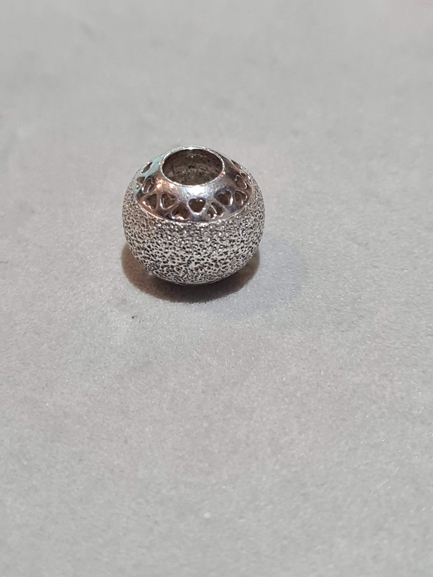 Genuine Pandora Silver Sparkling Structured Hearts Textured Charm