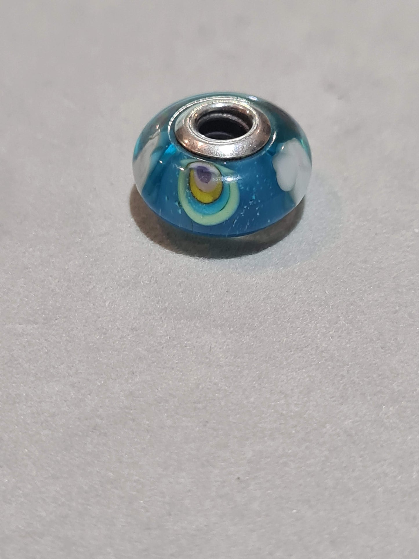 Genuine Pandora Rainbow Murano With Sparkle and Clouds Sky Blue
