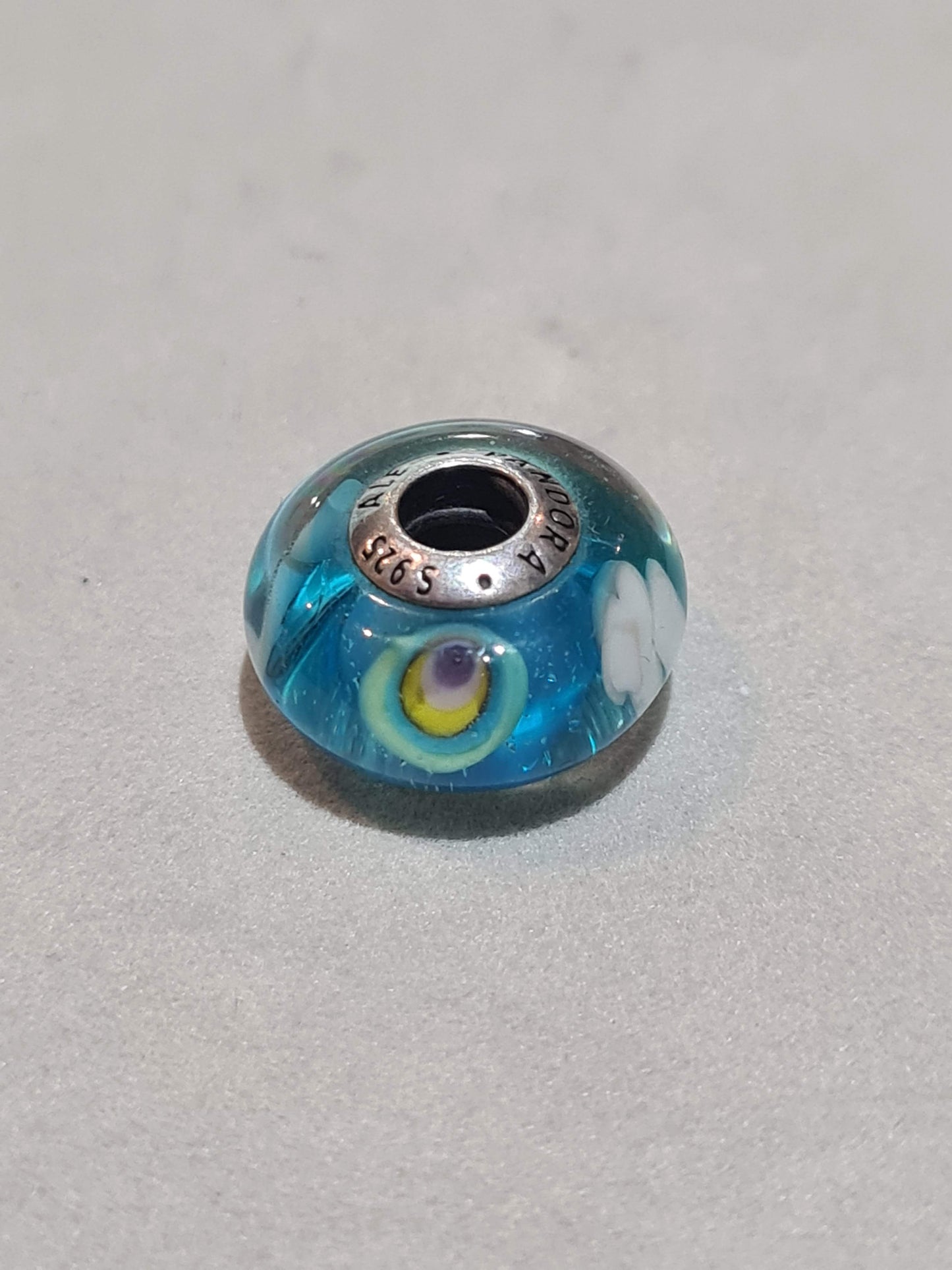 Genuine Pandora Rainbow Murano With Sparkle and Clouds Sky Blue