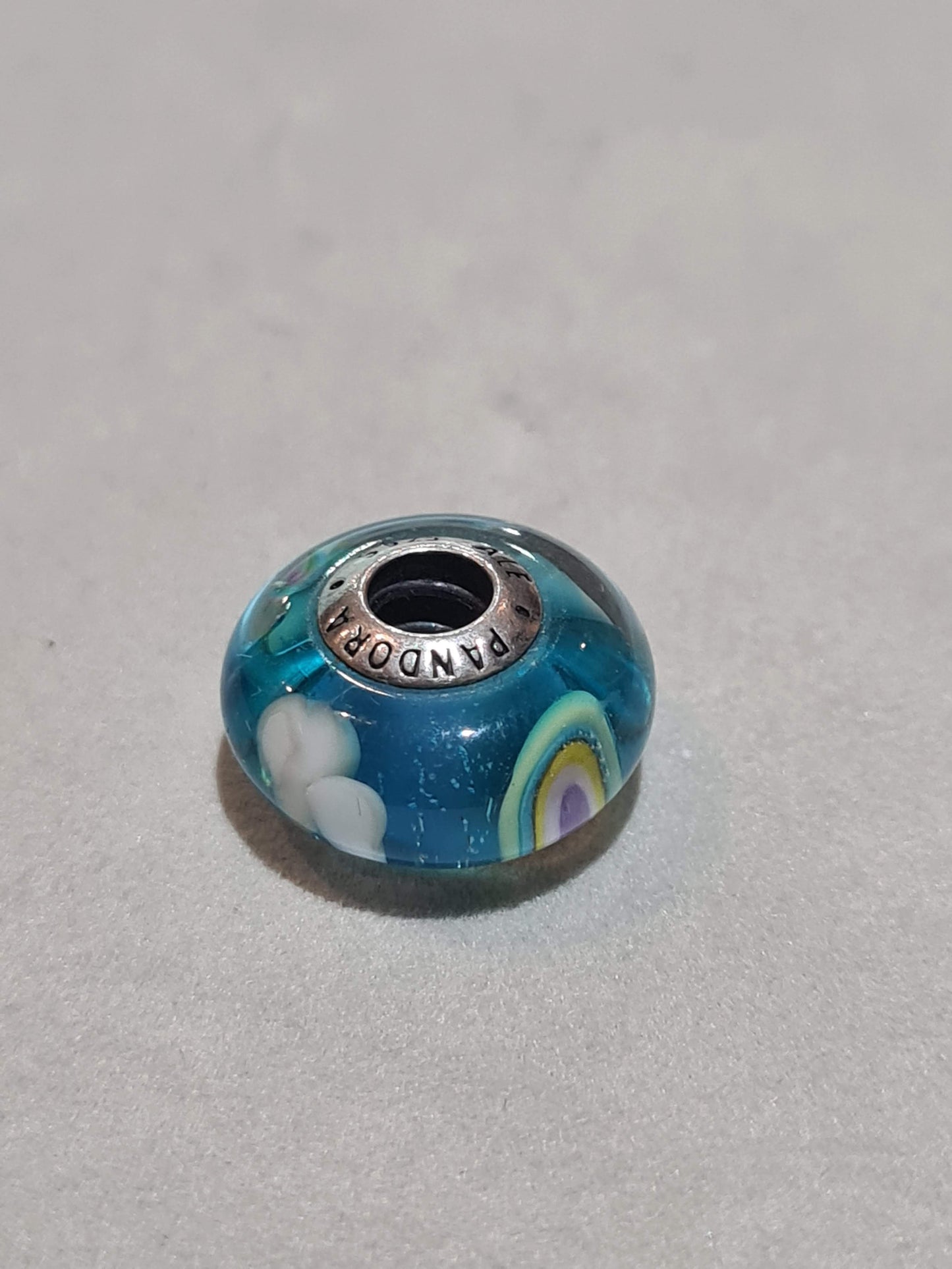 Genuine Pandora Rainbow Murano With Sparkle and Clouds Sky Blue