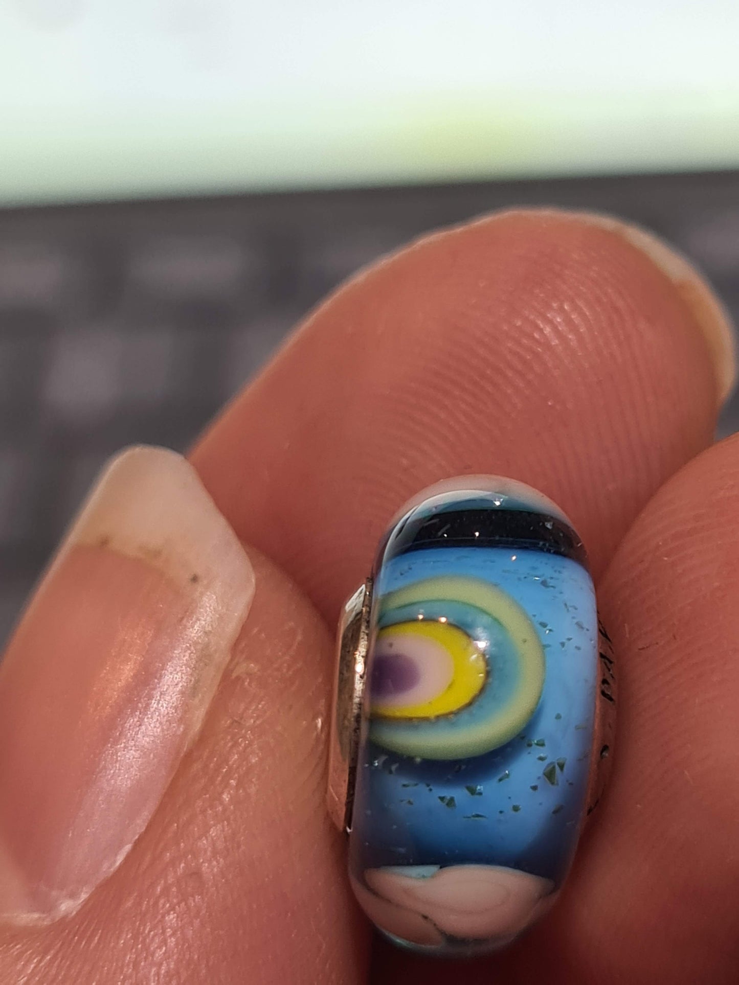 Genuine Pandora Rainbow Murano With Sparkle and Clouds Sky Blue