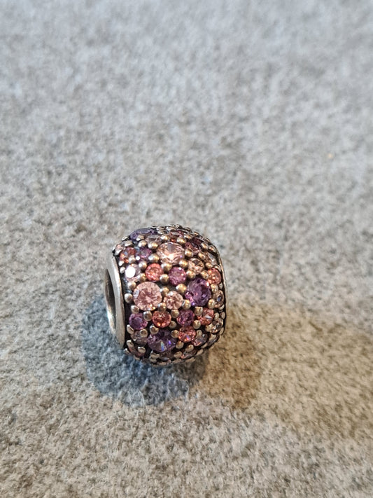 Genuine Pandora Pink and Purple Pave Ball