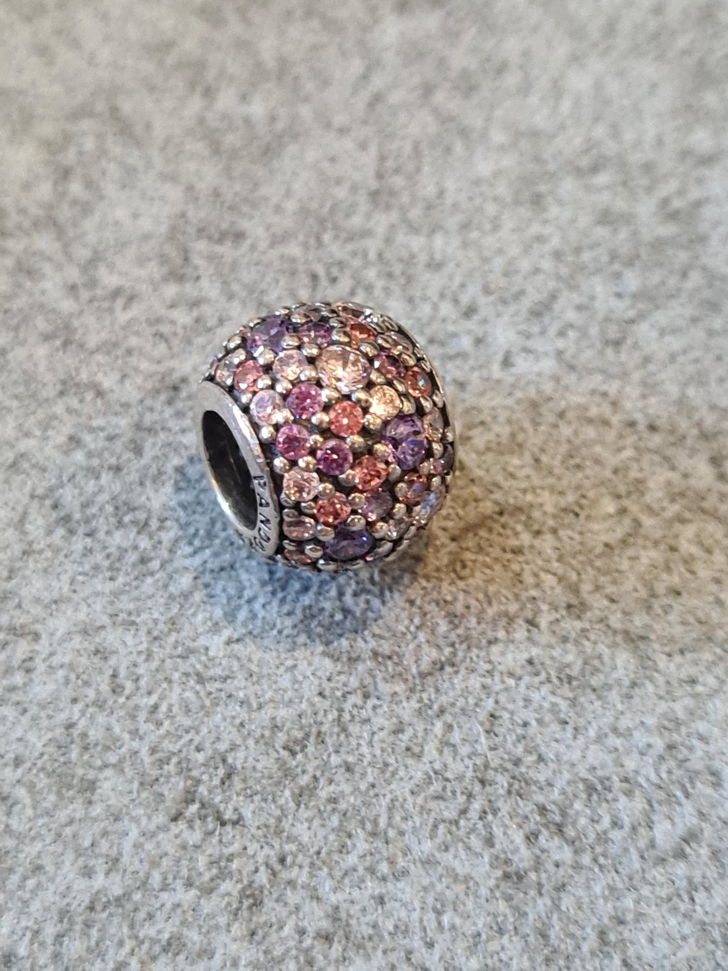Genuine Pandora Pink and Purple Pave Ball