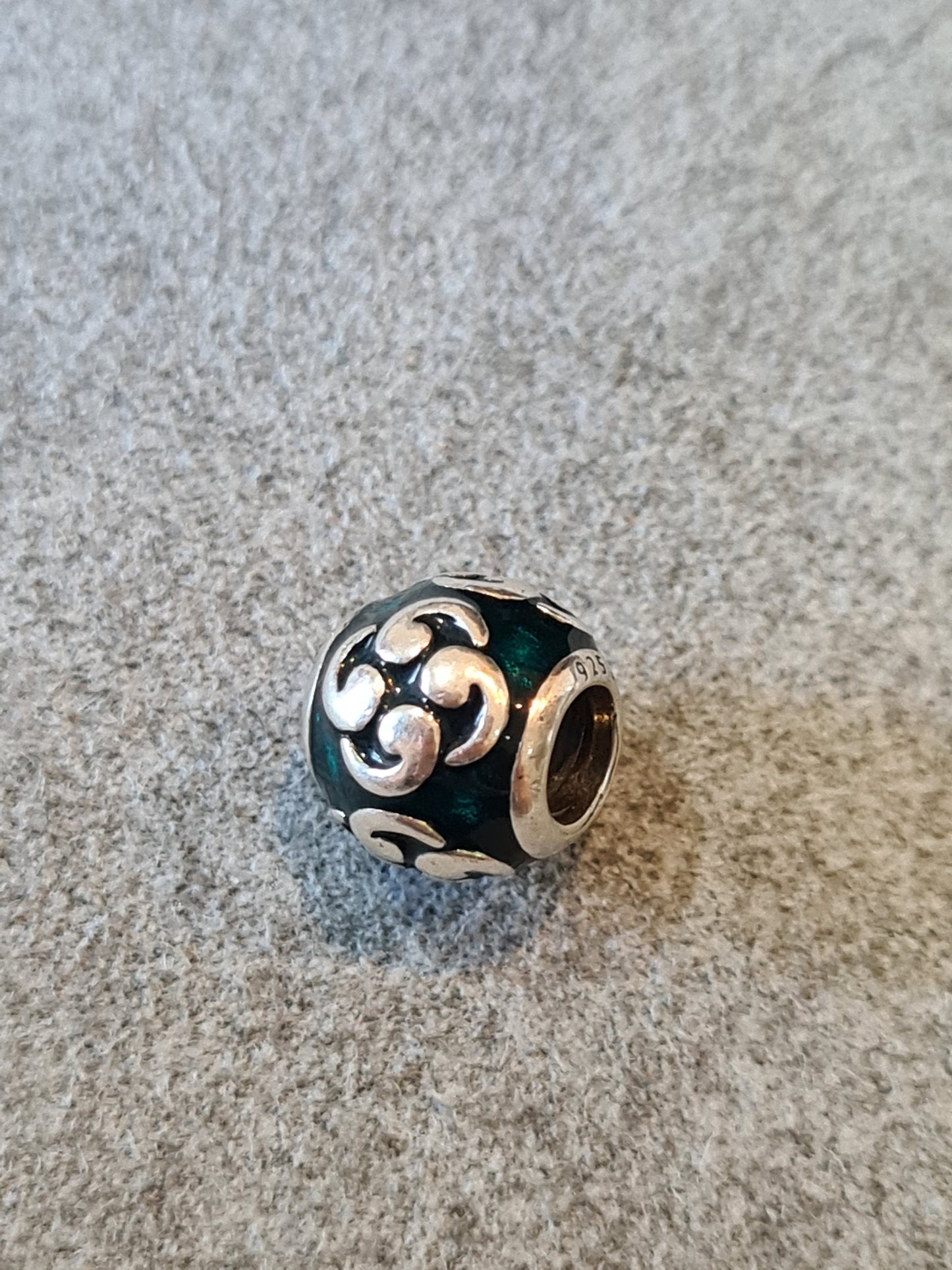 Genuine Pandora Green Enamel Celtic Cross Charm