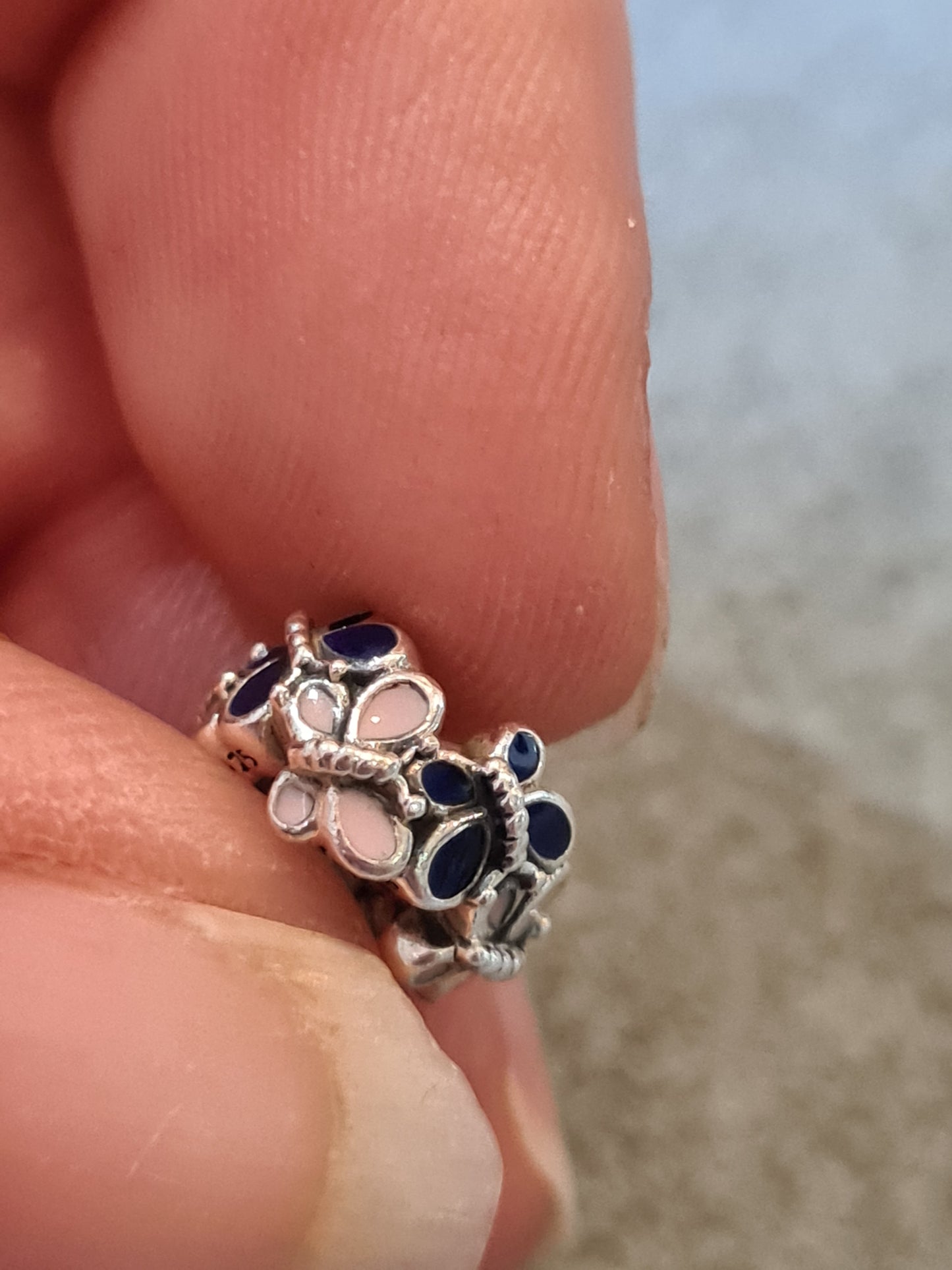 Genuine Pandora Blue and Pink Butterfly Enamel Spacer x1
