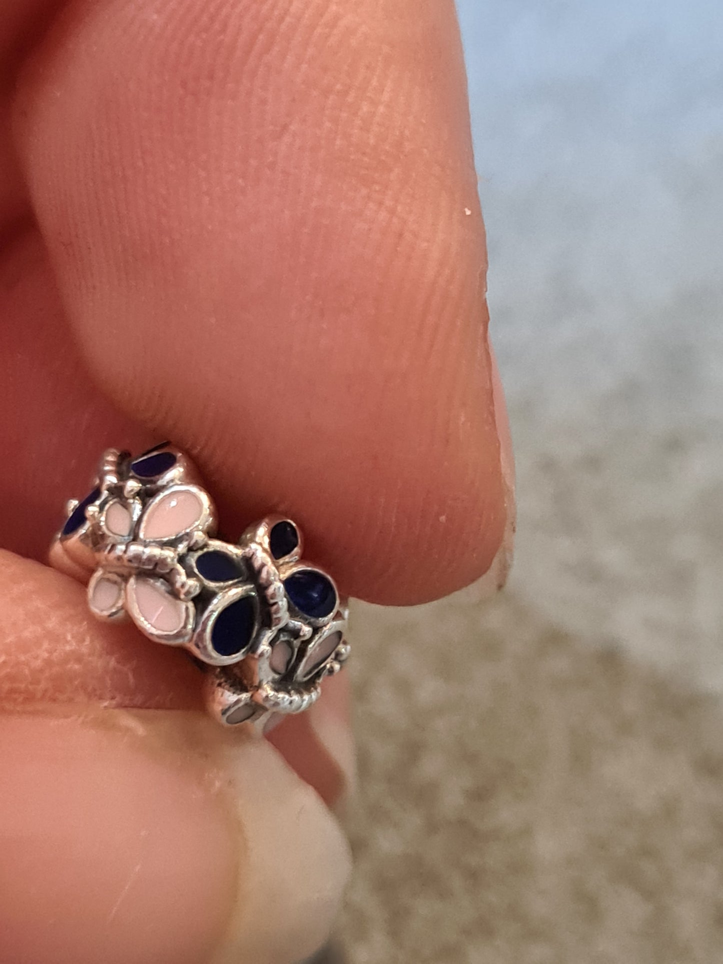 Genuine Pandora Blue and Pink Butterfly Enamel Spacer x1