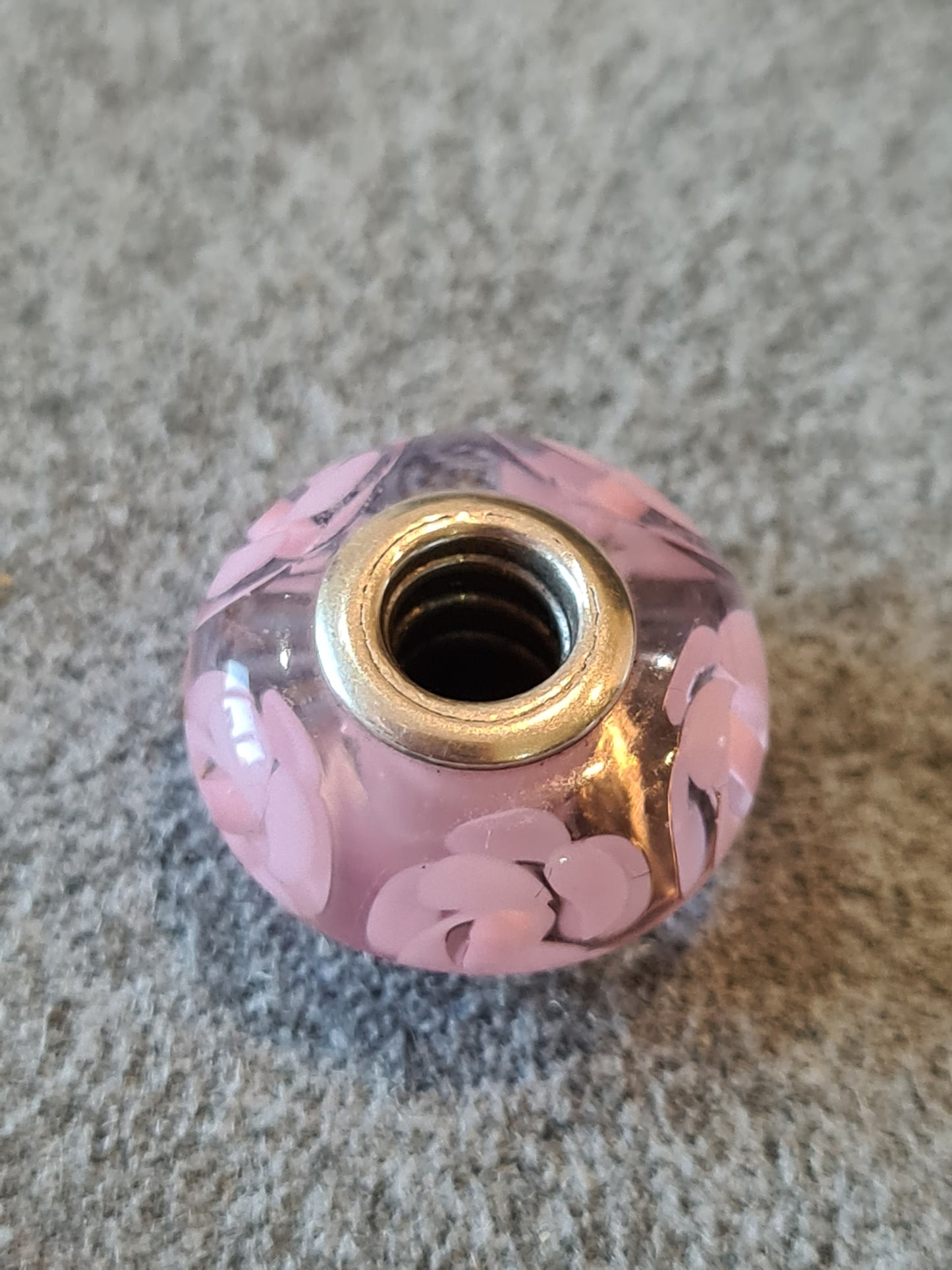 Genuine Pandora Pink Roses Glass Murano Charm