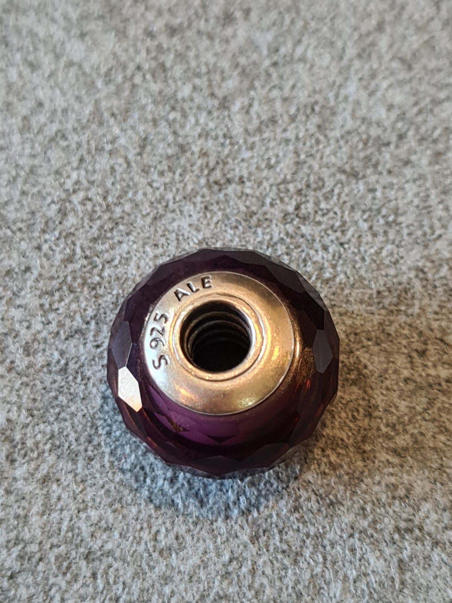 Genuine Pandora Purple Glass Murano Faceted Charm