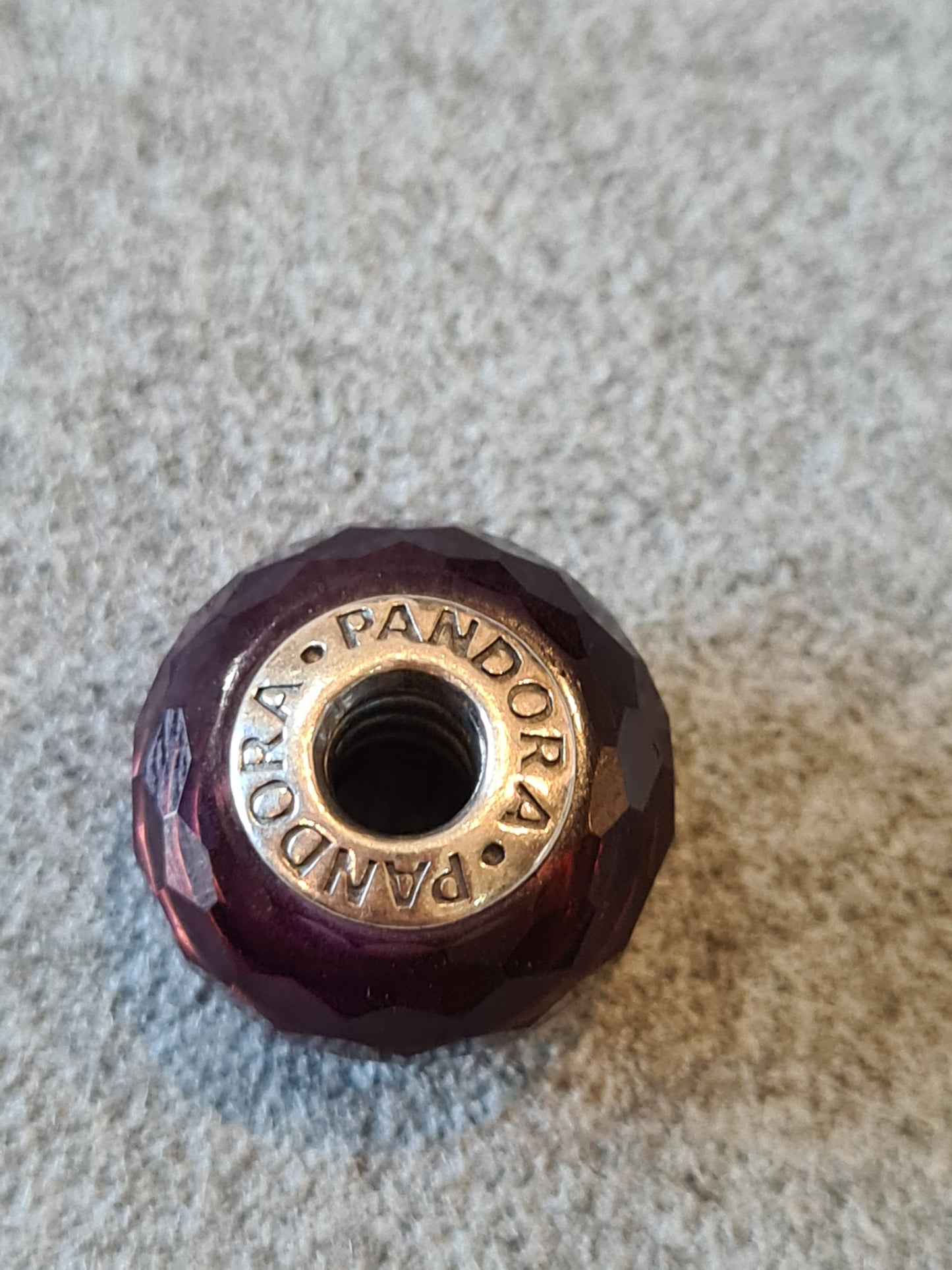 Genuine Pandora Purple Glass Murano Faceted Charm