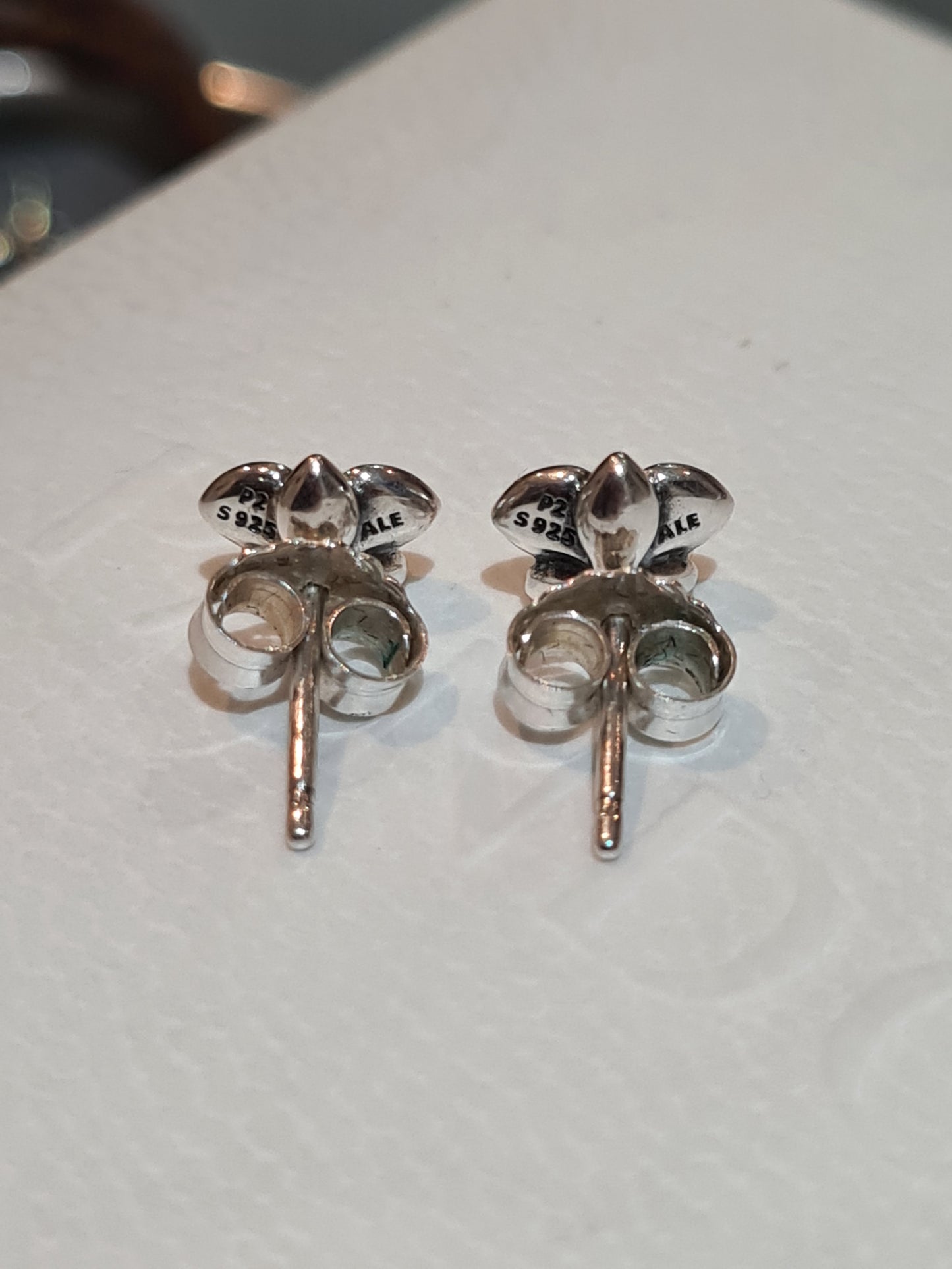 Genuine Pandora White Orchid Enamel Earrings