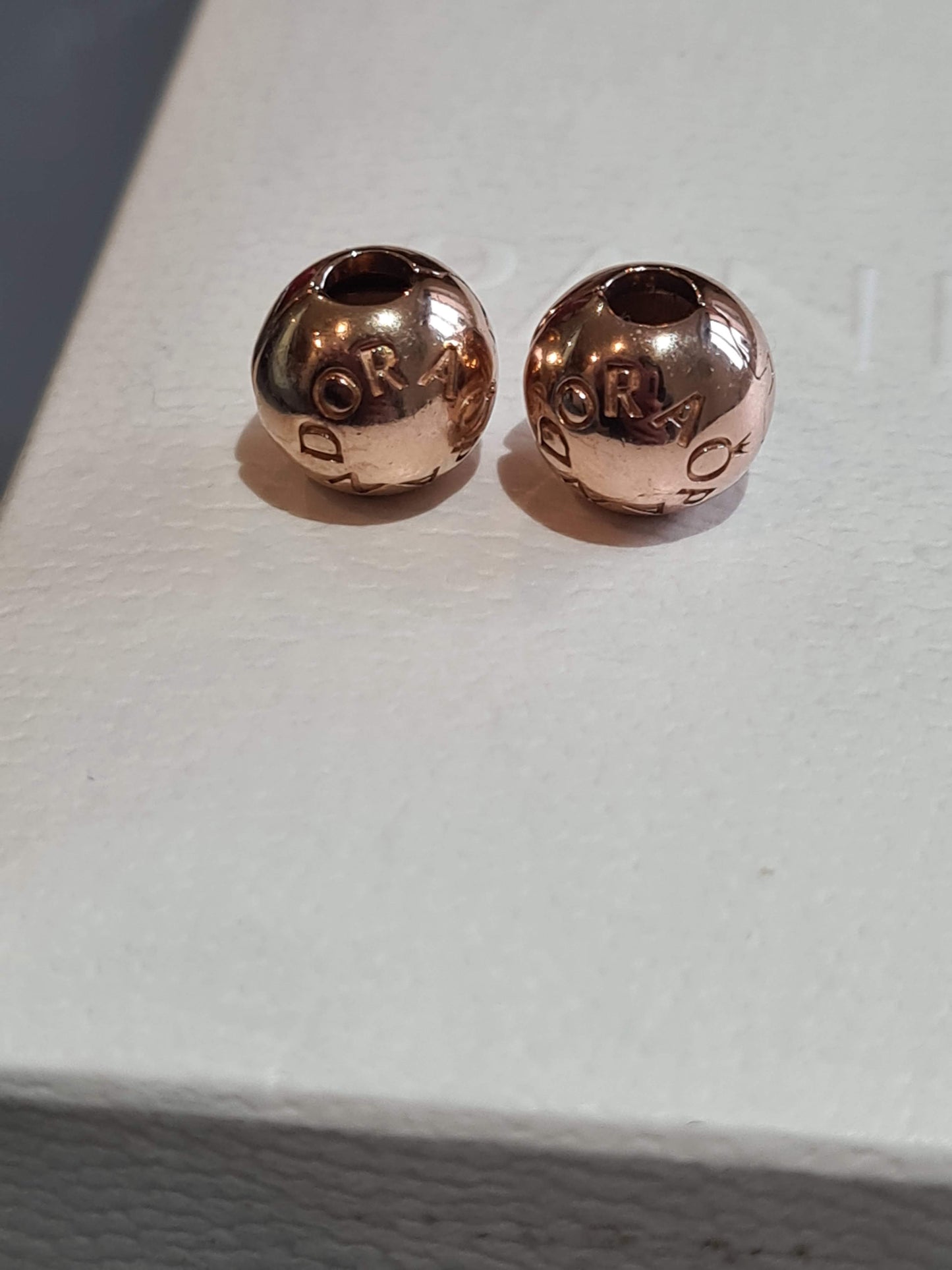 Genuine Pandora Pair of Rose Gold Logo Clips