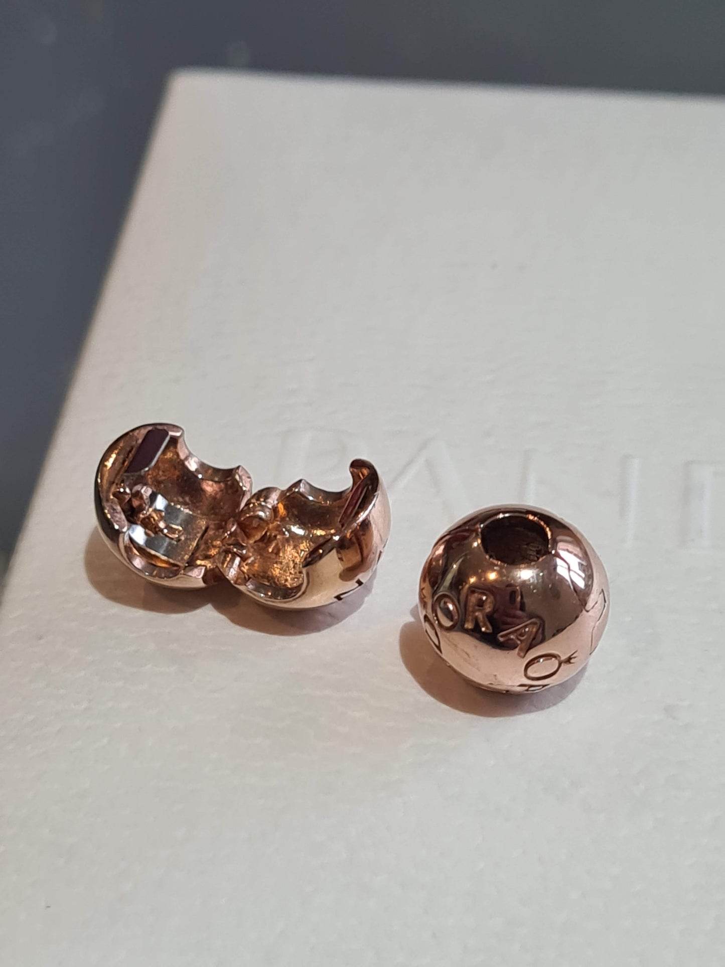 Genuine Pandora Pair of Rose Gold Logo Clips