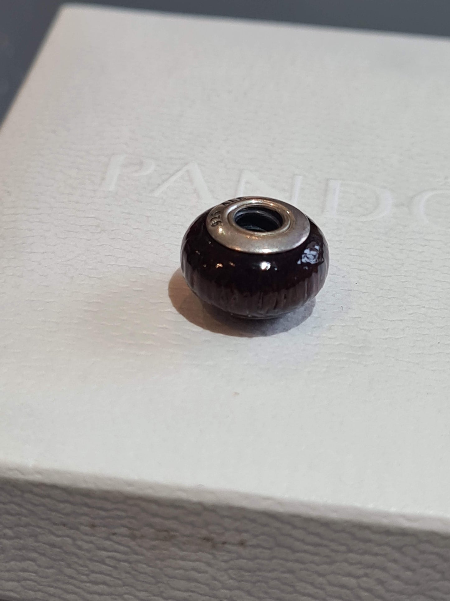 Genuine Pandora Dark Wood Murano Charm Rare