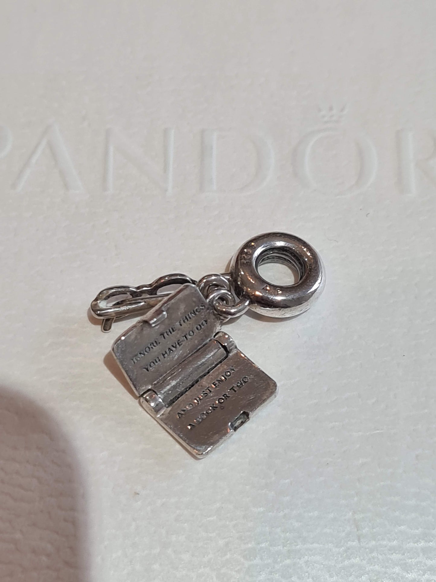Genuine Pandora Rare 'I Love Reading' Glasses and Book Dangle Charm