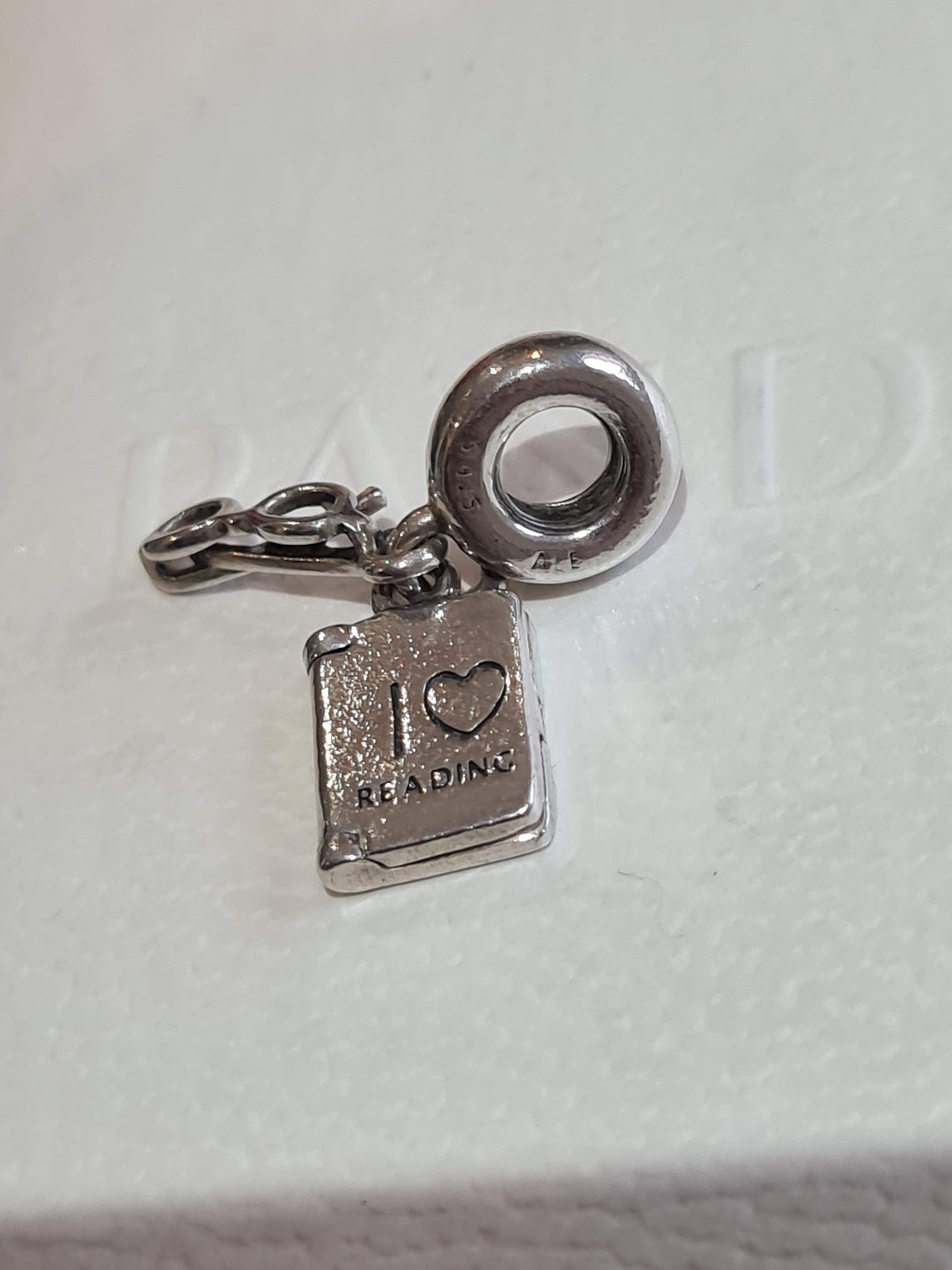 Genuine Pandora Rare 'I Love Reading' Glasses and Book Dangle Charm
