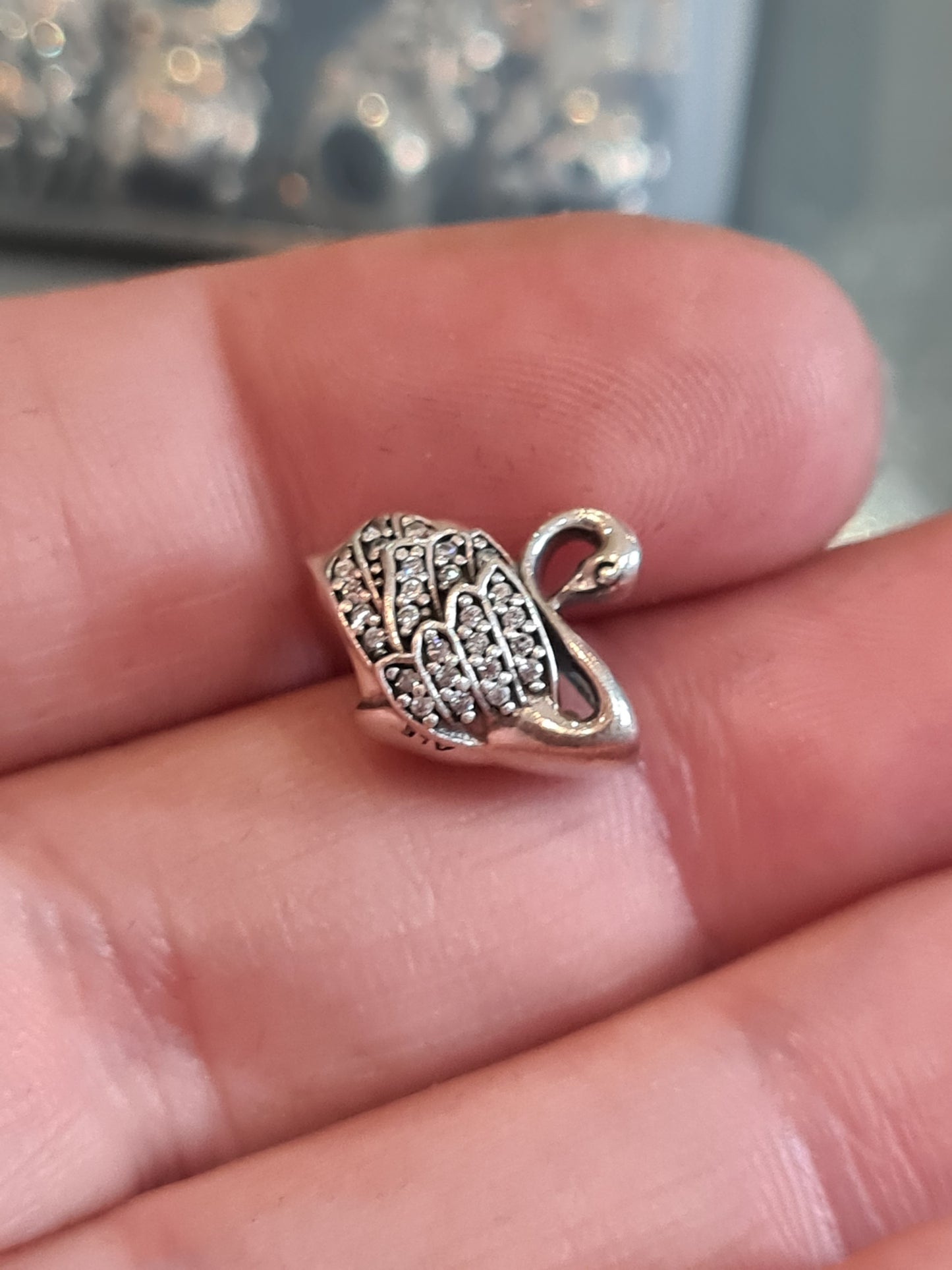 Genuine Pandora Pave Clear Stone Swan Charm