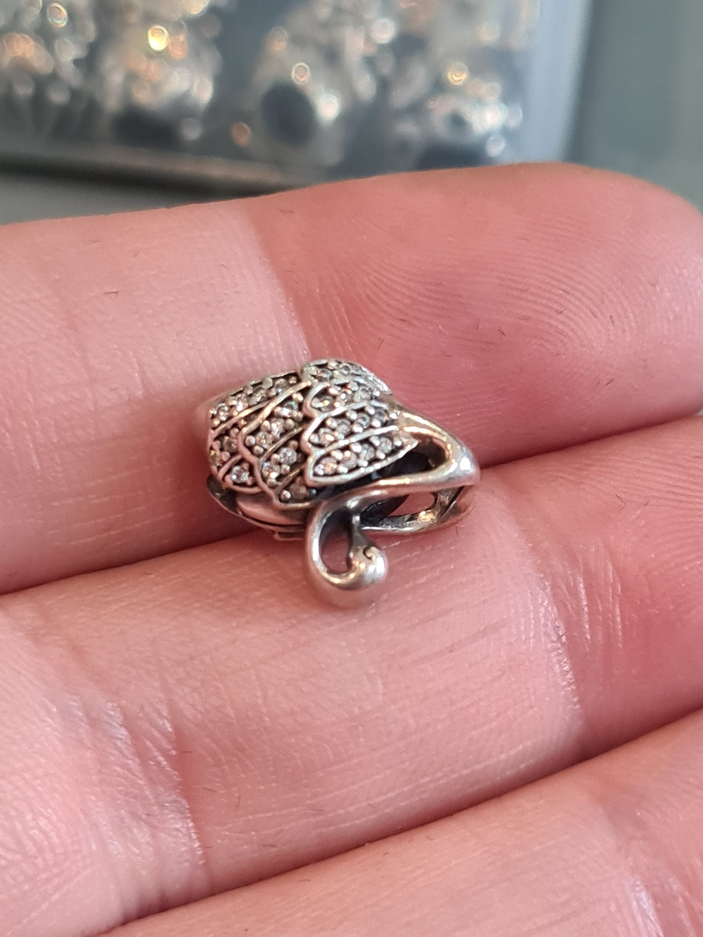 Genuine Pandora Pave Clear Stone Swan Charm