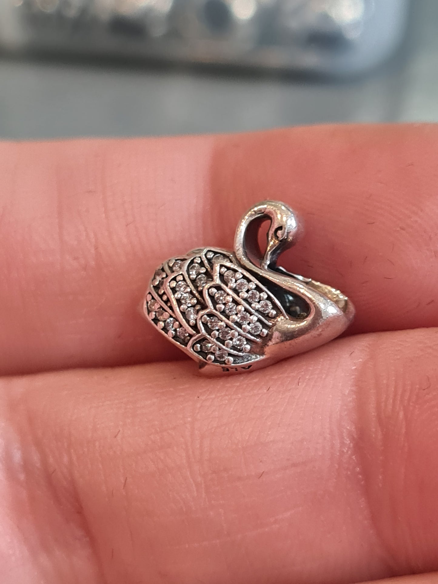 Genuine Pandora Pave Clear Stone Swan Charm
