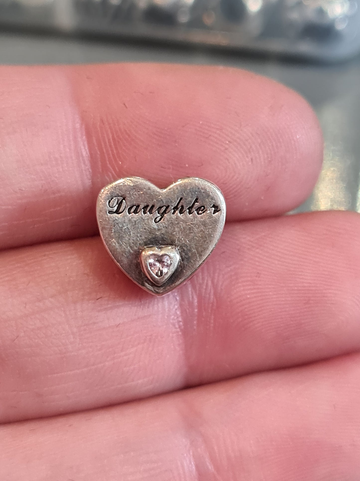 Heart with Stone Daughter Charm