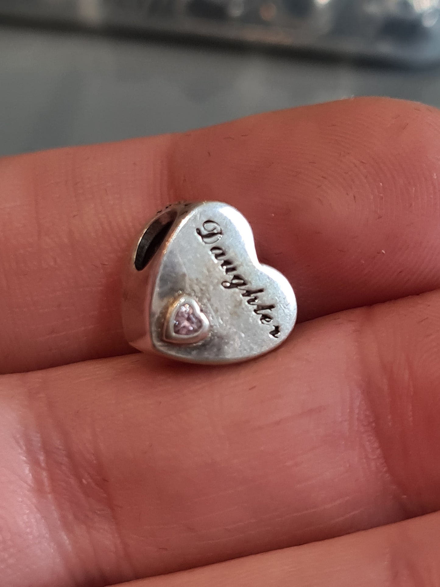 Heart with Stone Daughter Charm