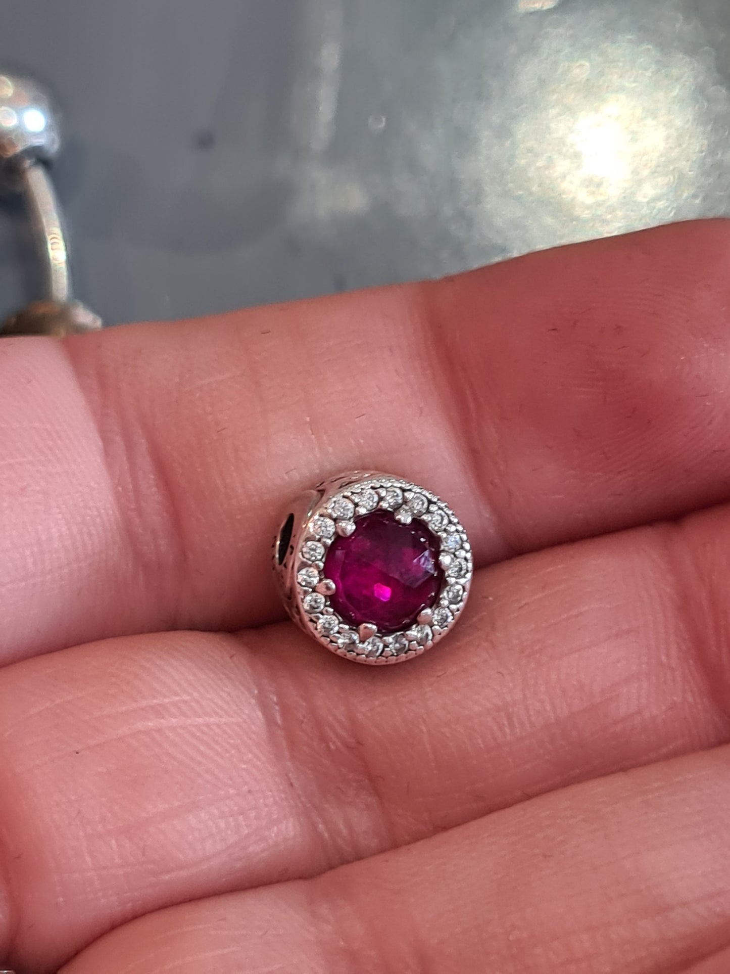 Genuine Pandora Essence Pave Passion Charm with Red Stone