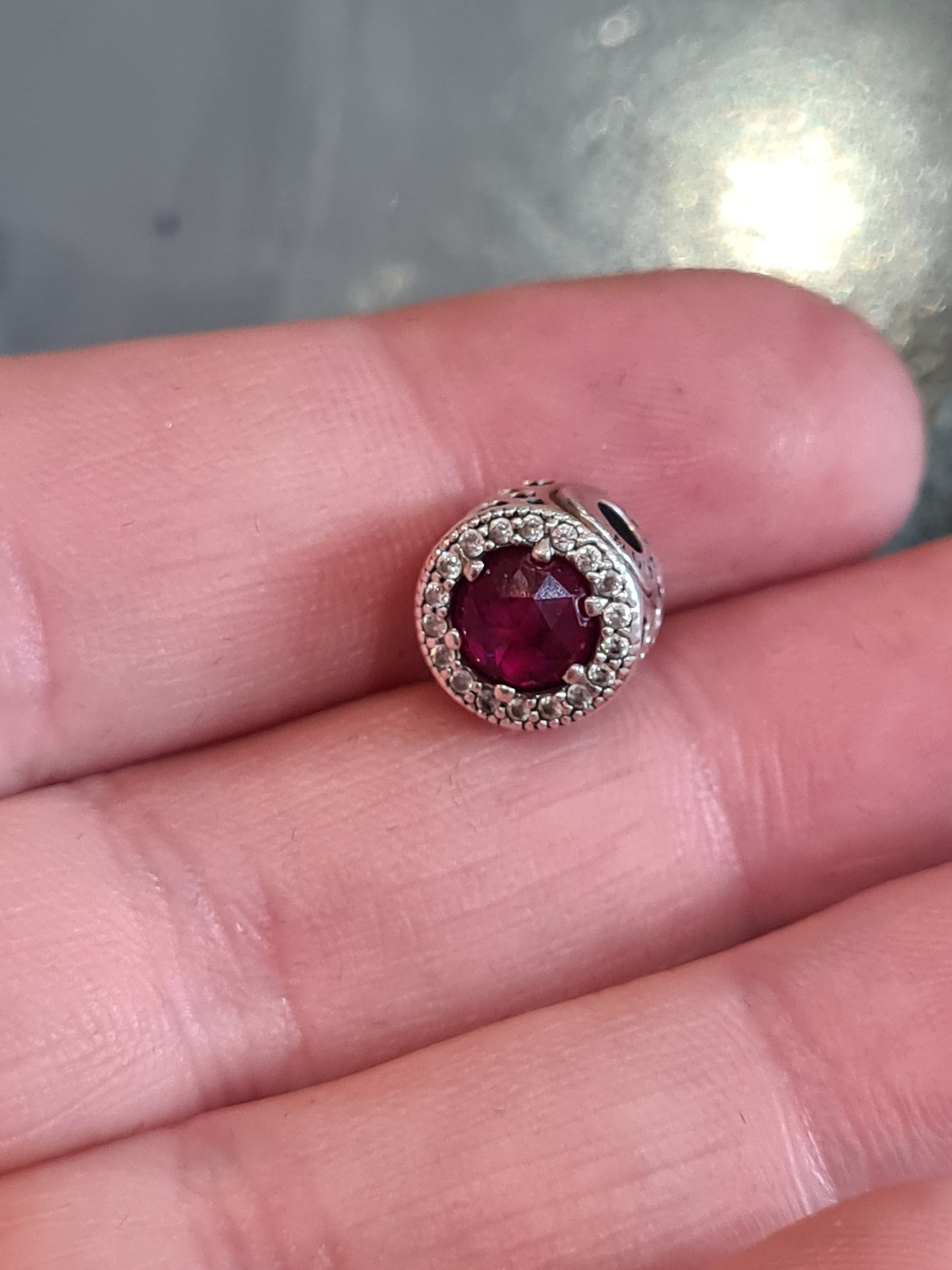 Genuine Pandora Essence Pave Passion Charm with Red Stone
