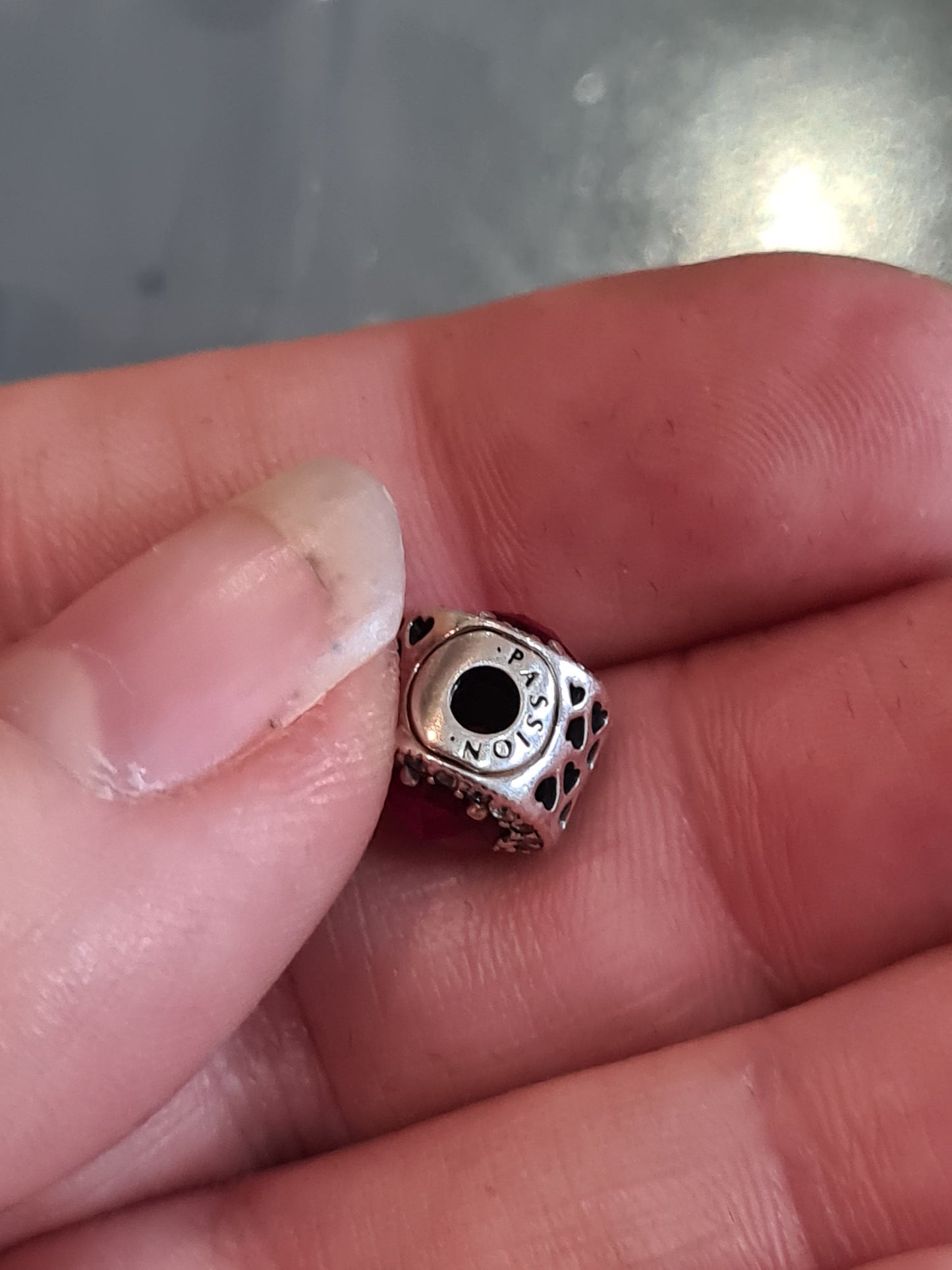 Genuine Pandora Essence Pave Passion Charm with Red Stone