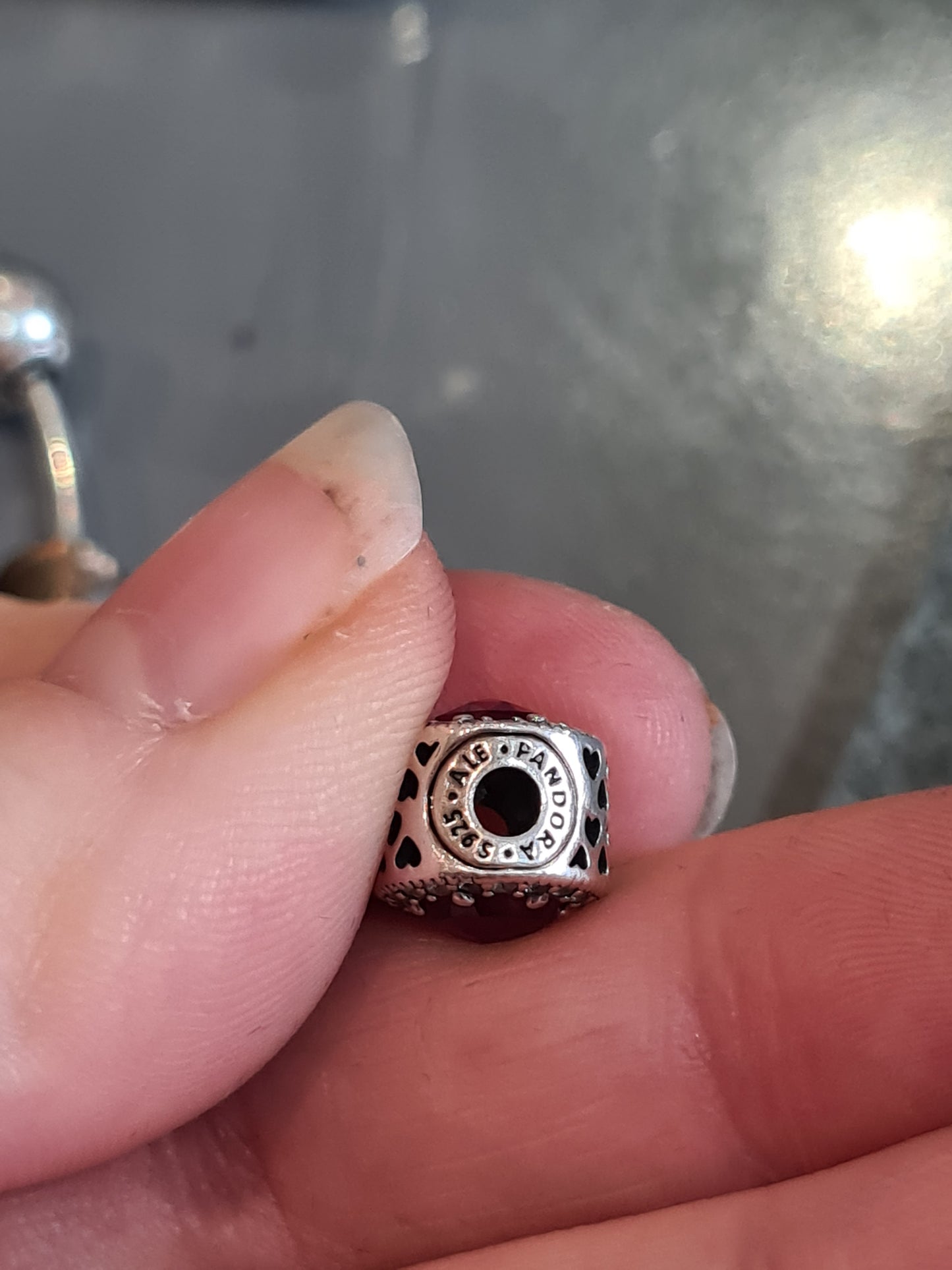 Genuine Pandora Essence Pave Passion Charm with Red Stone