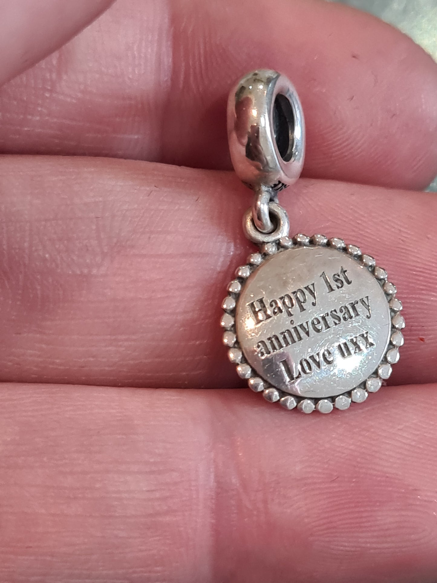 Genuine Pandora Happy 1st Anniversary Dangle Personalized Charm