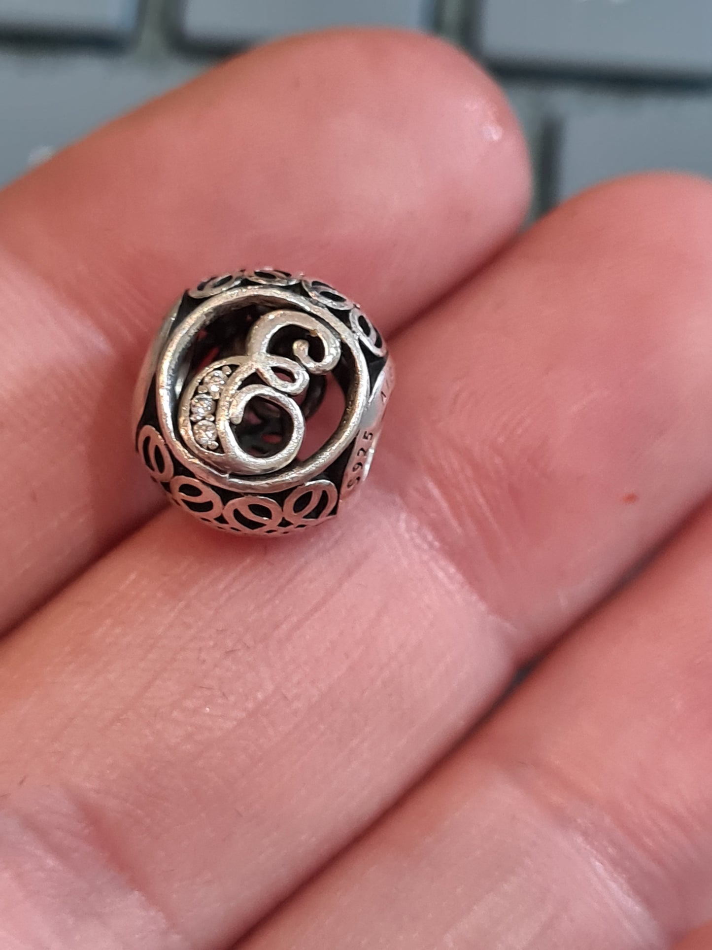 Genuine Pandora Vintage Letter E Initial Charm