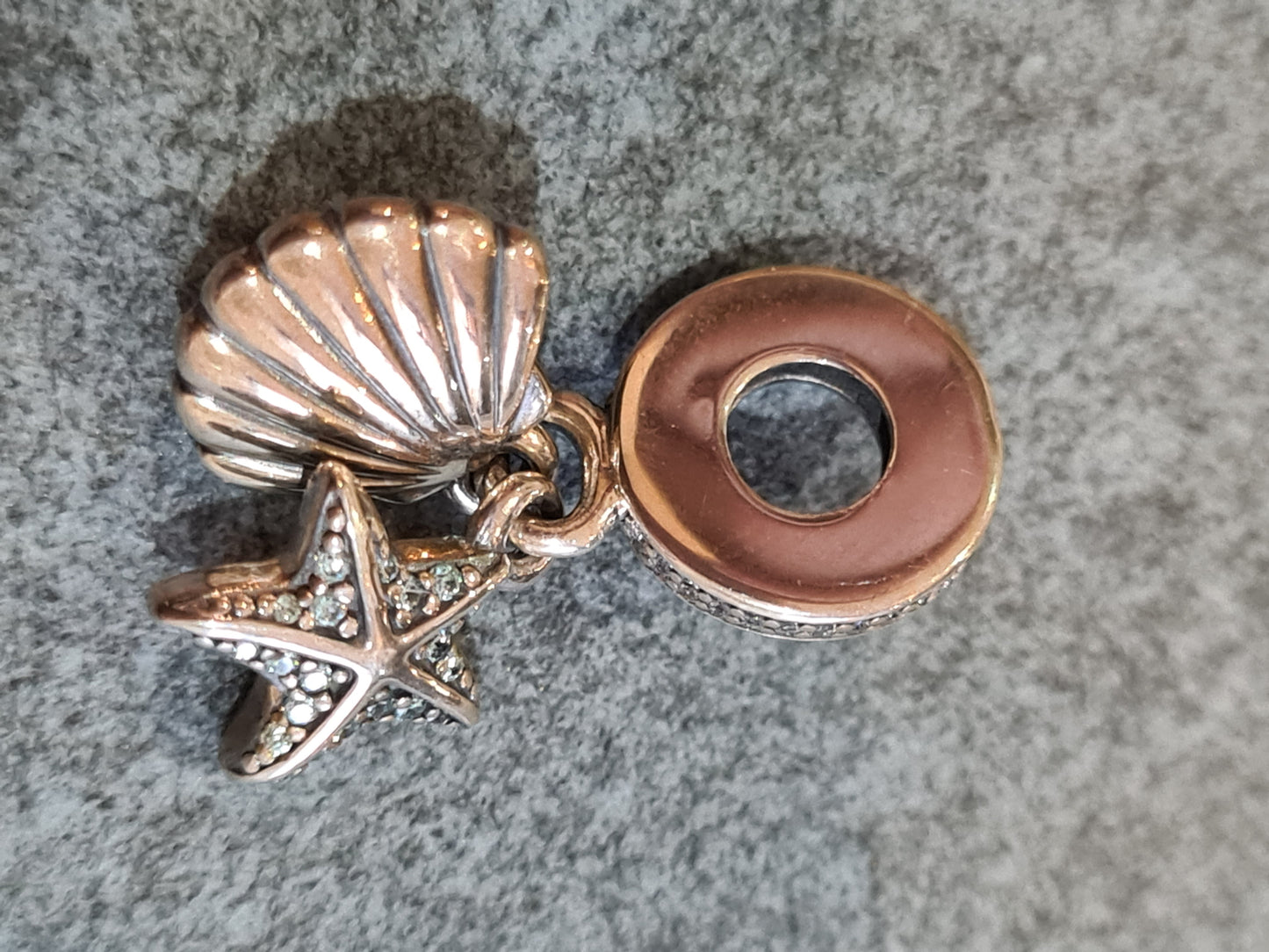 Genuine Pandora Shell and Pave Starfish Dangle Charm