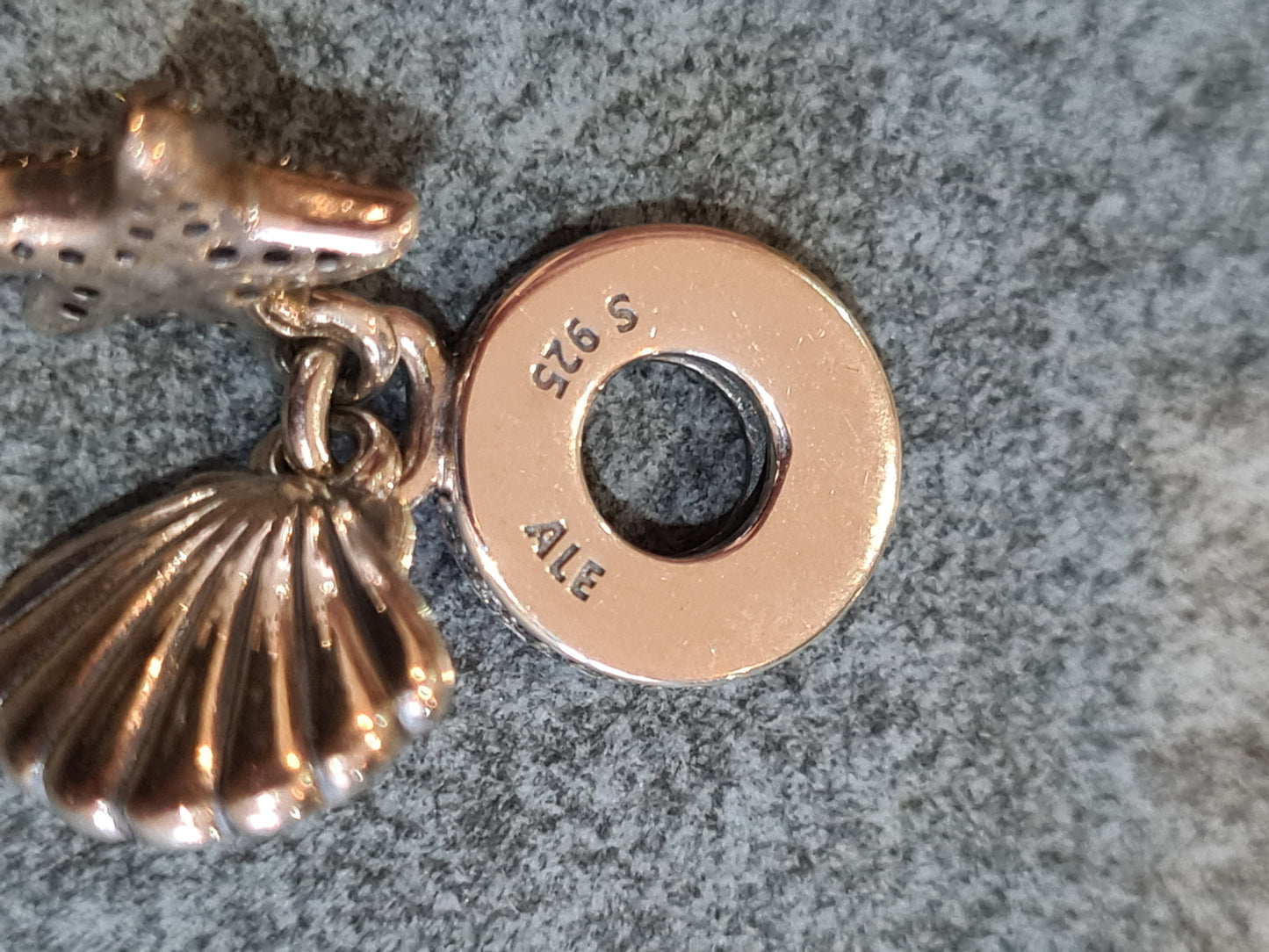Genuine Pandora Shell and Pave Starfish Dangle Charm