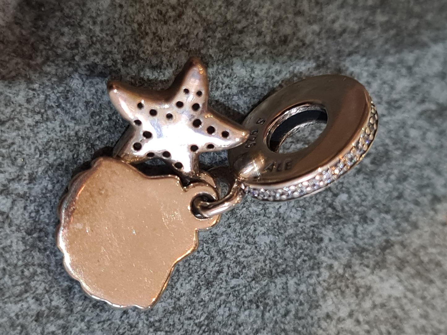 Genuine Pandora Shell and Pave Starfish Dangle Charm