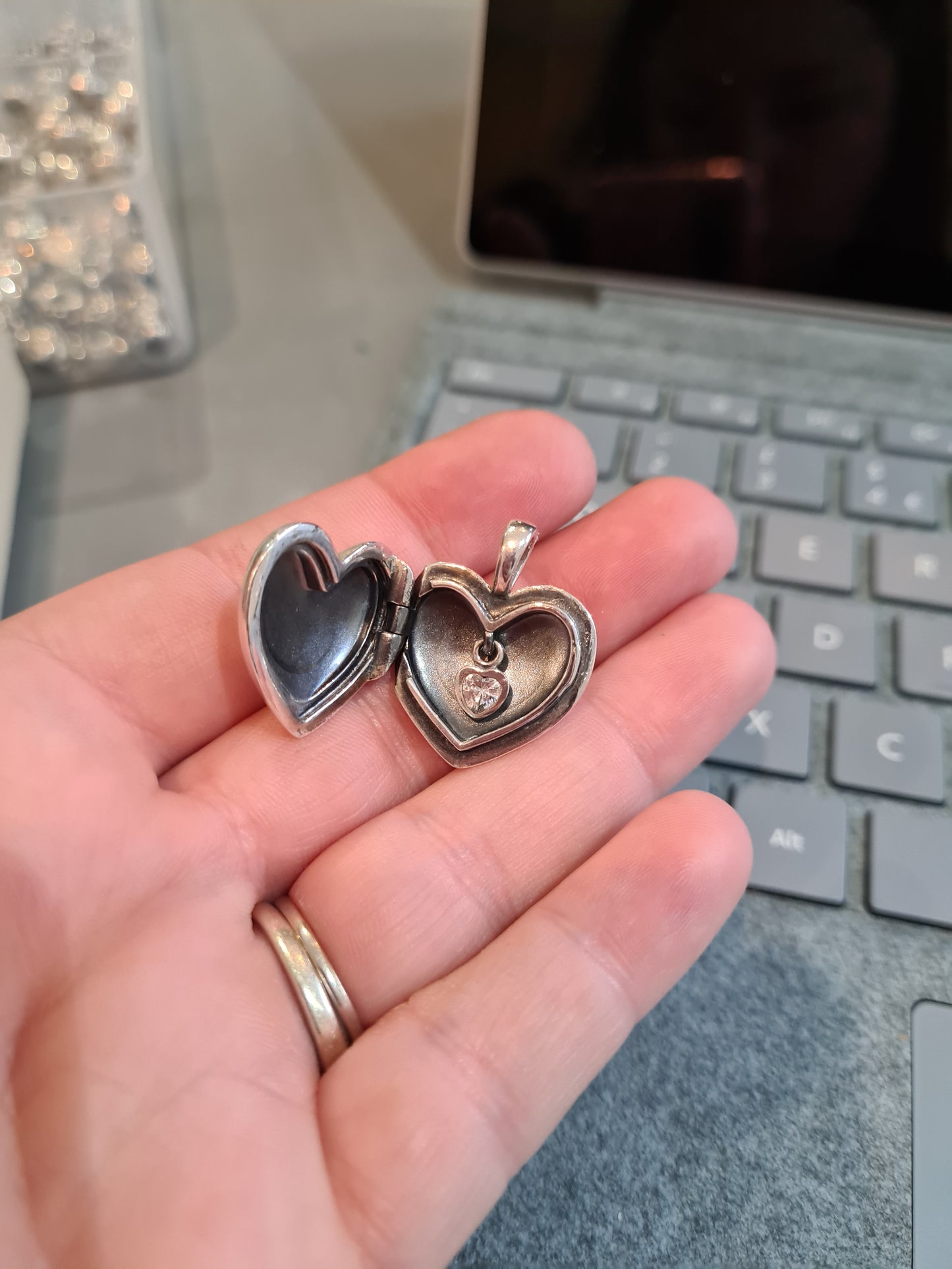 Genuine Pandora Silver Heart Locket Necklace Heavy, Retired and Hard to Find WITH 90cm CHAIN