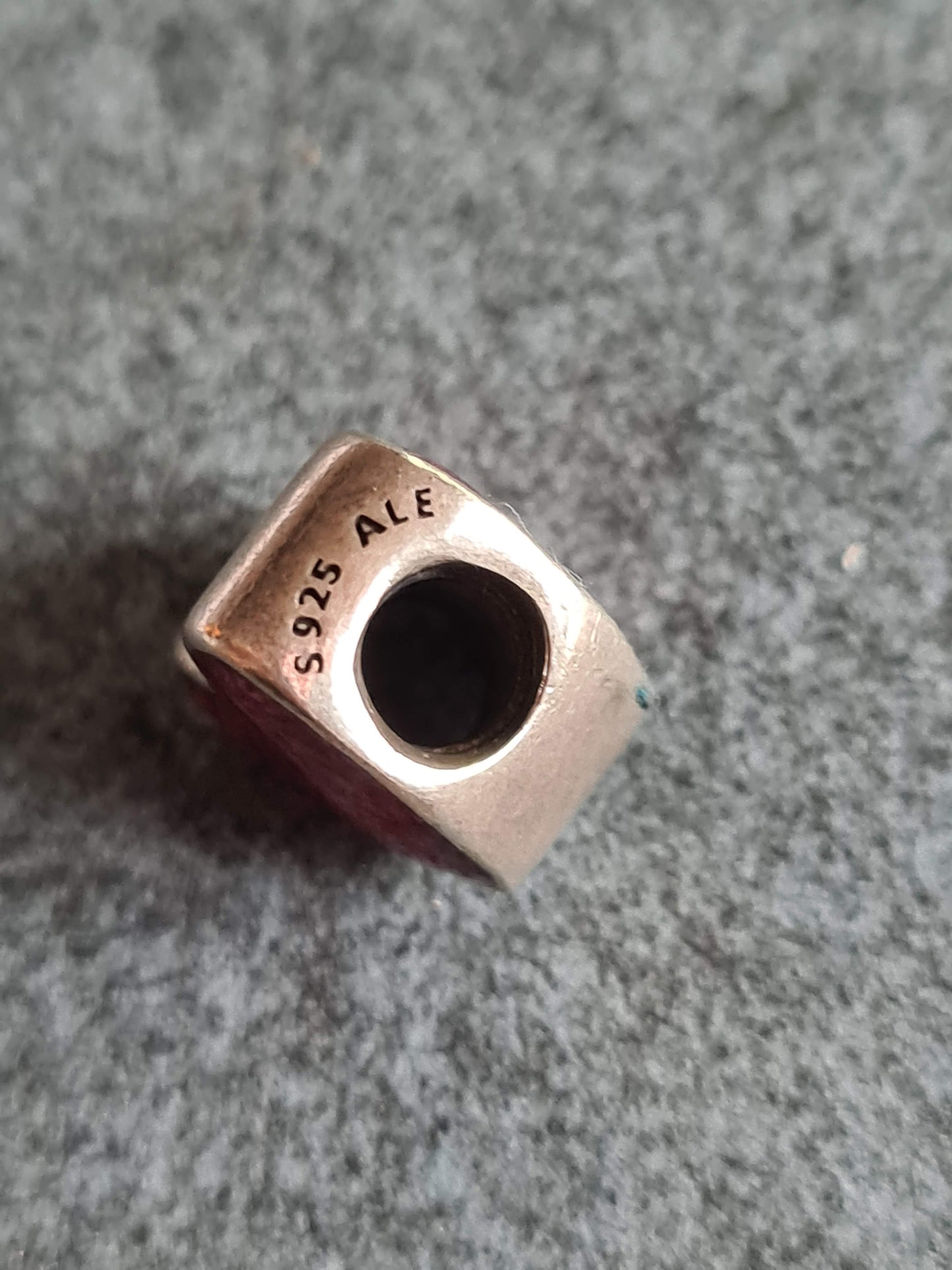 Genuine Pandora Red Heart Enamel Amo Te Love Old Style Charm Rare