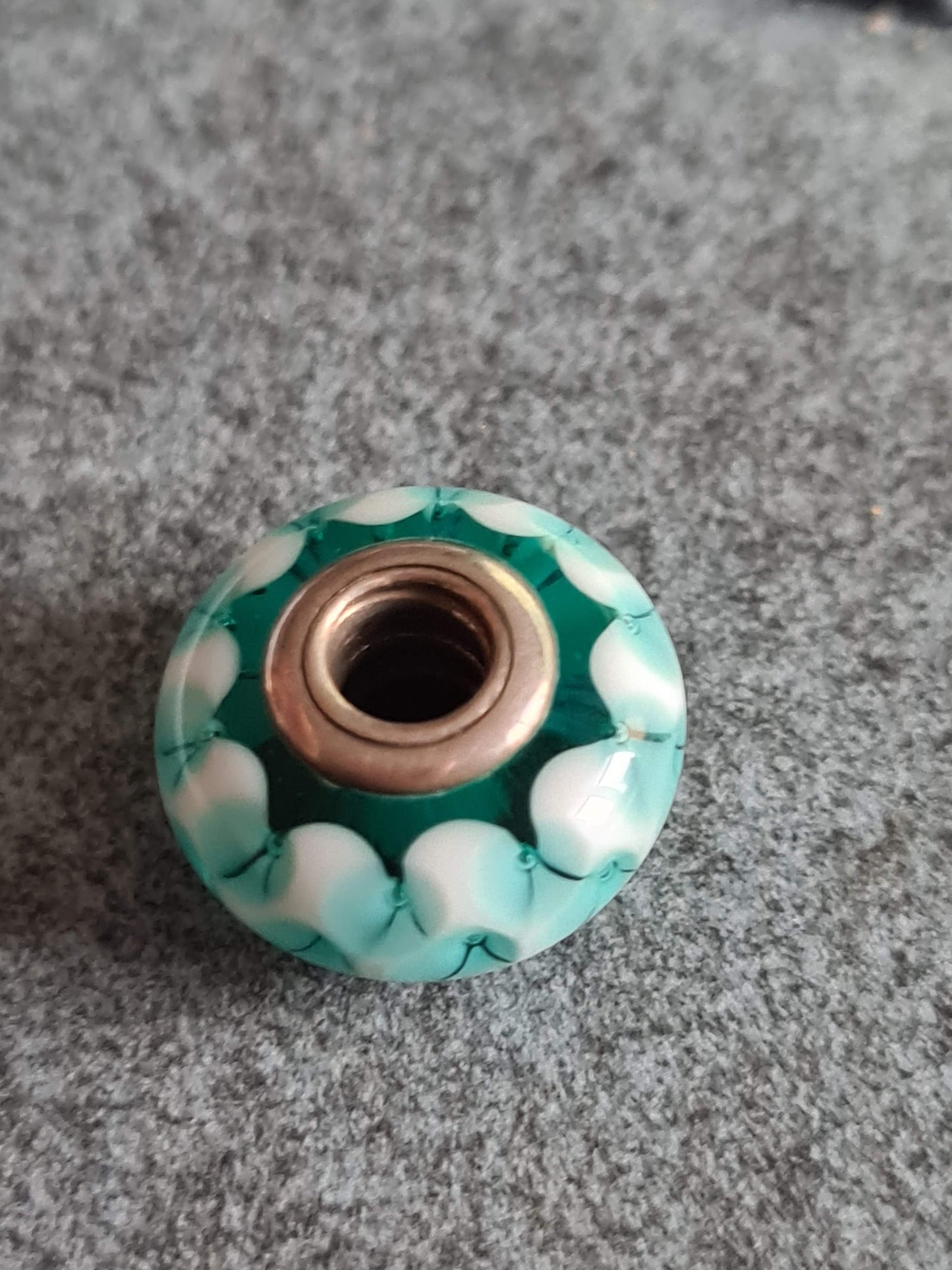Genuine Pandora Teal Turquoise Green Patterned Murano Glass Charm