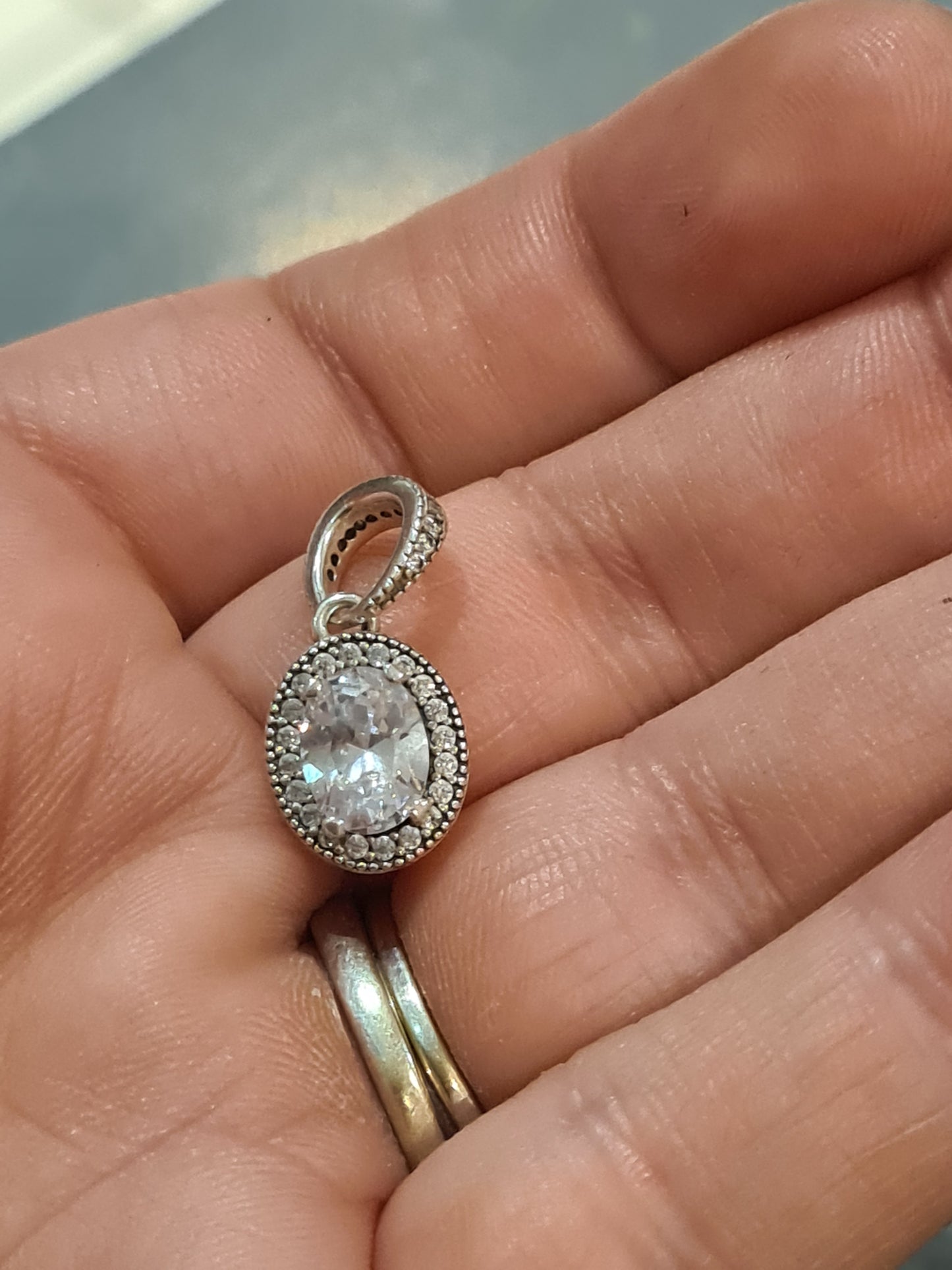 Genuine Pandora Large Stone Pendant Necklace with 45cm Chain